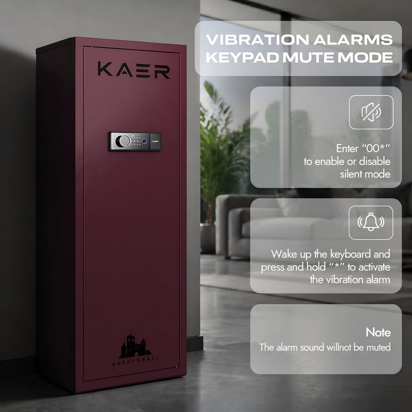 KAER 8-12 Gun Safe with Digital Electronic Keypad and Fingerprint, Heavy-Duty Long Rifle Safe for Rifles and Pistols with Removable Shelves, For Living Room Office Garage Shooting Range