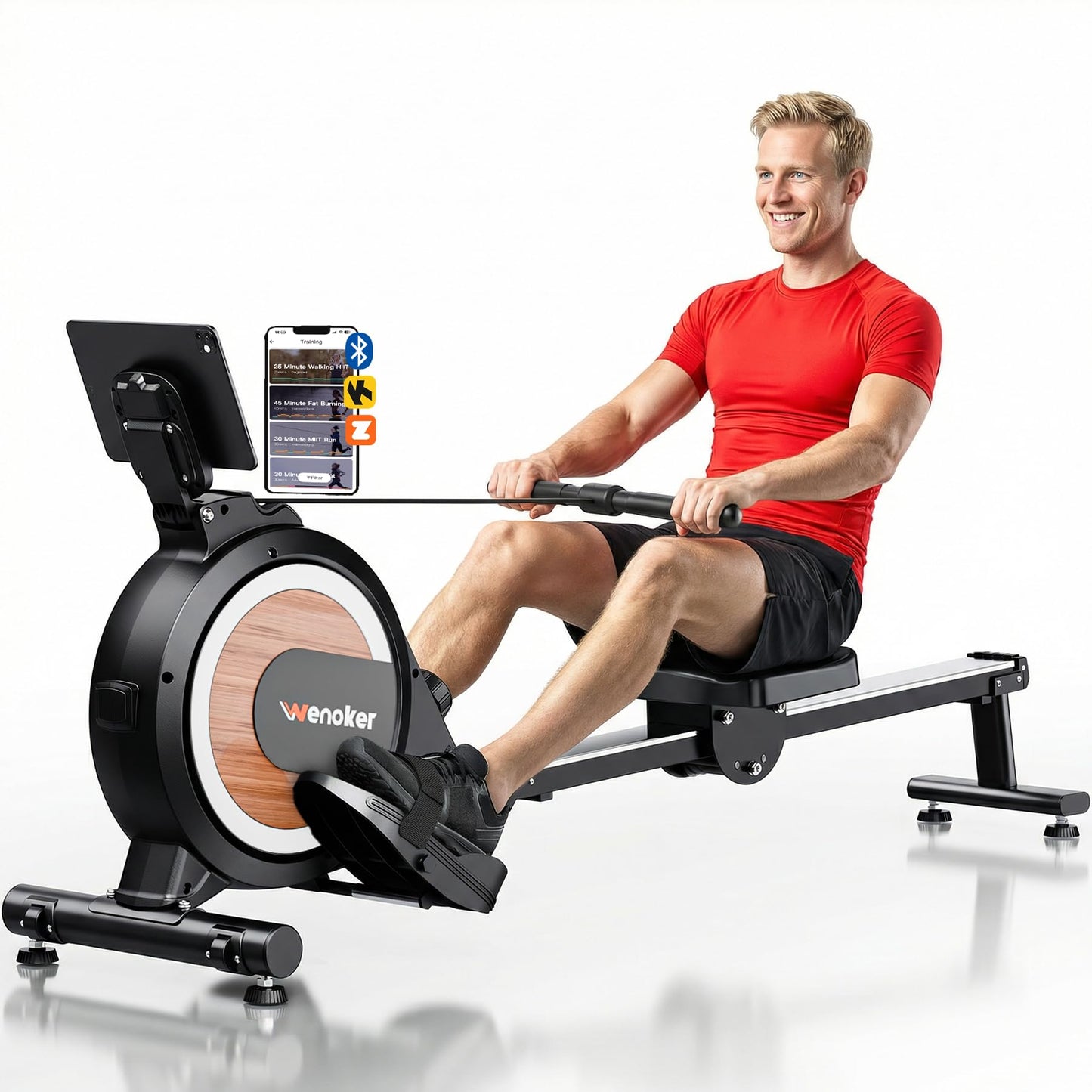 Wenoker Rowing Machine for Home, Magnetic Rower Machine, 350 LB Weight Capacity, 16-Level Silent Resistance Row Machine for Gym Exercise Full-Body Workout Compact Rower with LCD Monitor Tablet Holder