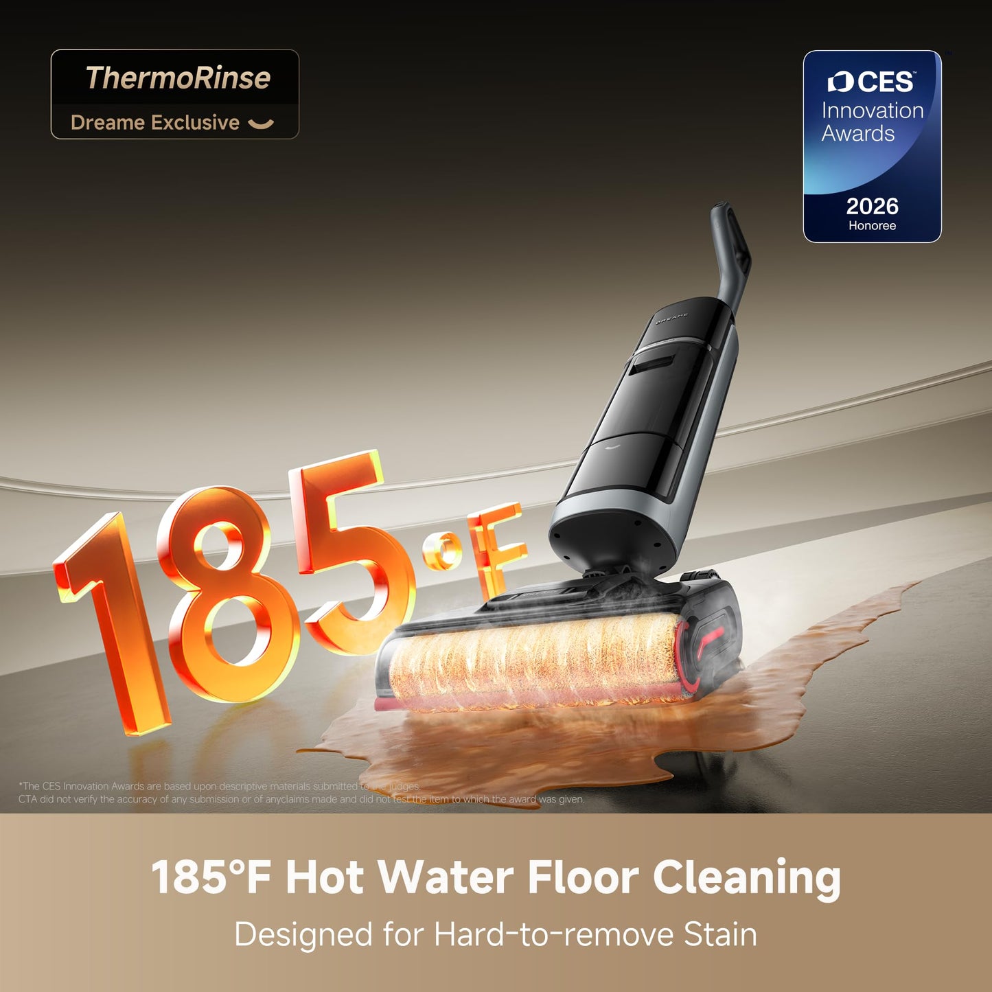 DREAME H15 Pro Heat Wet Dry Vacuum and Mop, 185°F Hot Water Floor Cleaning, 0 Hair Tangle, Cordless Floor Cleaner with AI Robotic Arm, 22KPa Suction, 180° Lie-Flat, Hot Self Cleaning, Edge to Edge
