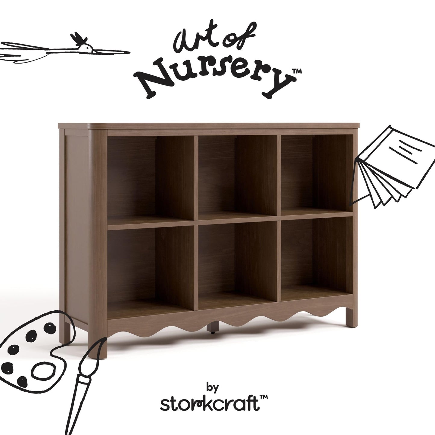 Storkcraft Casablanca 6 Cube Organizer Bookcase – GREENGUARD Gold Certified, Montessori Bookshelf & Toy Storage for Kids, Solid Wood Cubby for Nursery, Kids Bedroom or Playroom (Hazelnut)