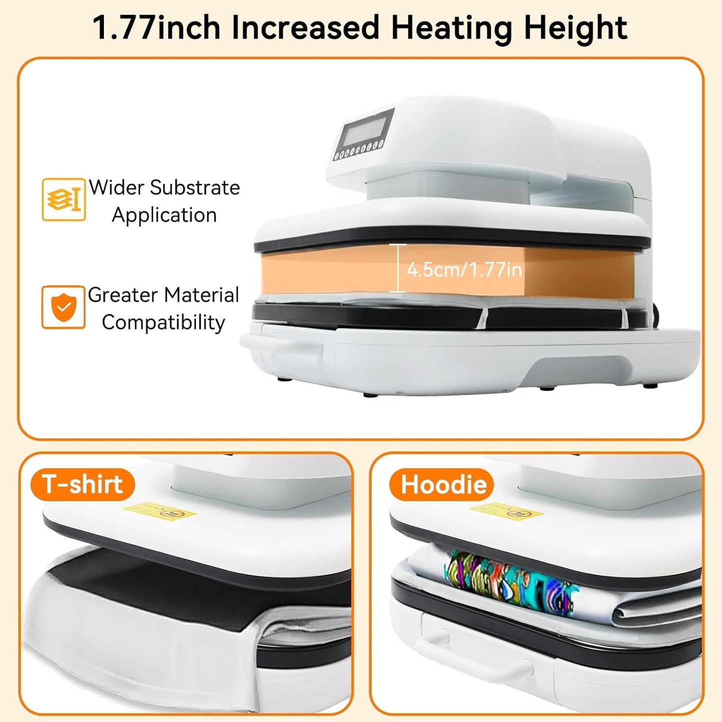 Auto Heat Press 2 - Heat Press Machine for T Shirts with Adjustable Pressure & Higher Heating Height, Heats Up Fast & Evenly Heat Press 15x15 for HTV, Sublimation, Heat Transfer Projects