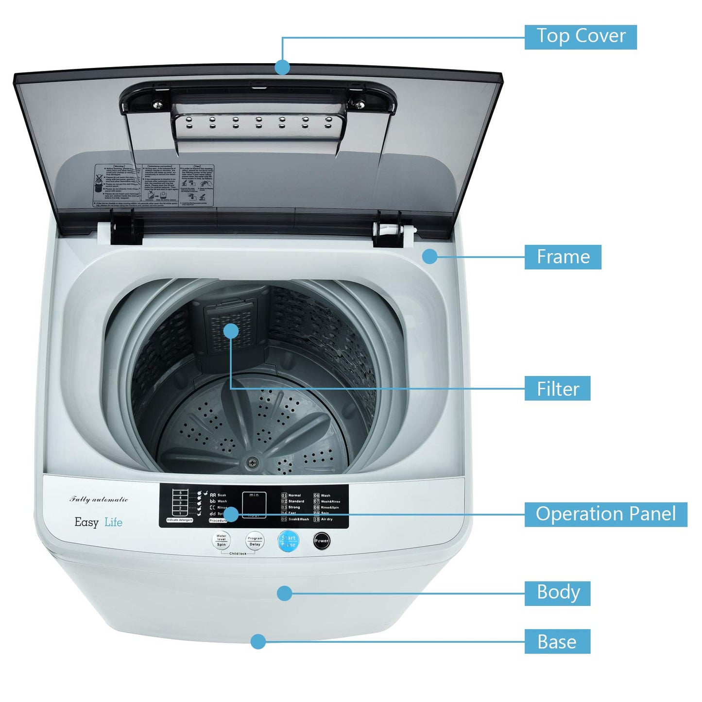 Giantex Full Automatic Washing Machine, 2 in 1 Portable Laundry Washer, 8.8lbs Washer and Spinner Combo, 1.04 cu.ft 10 Programs Built-in Drain Pump, Energy Saving Top Load for Apartment Dorm
