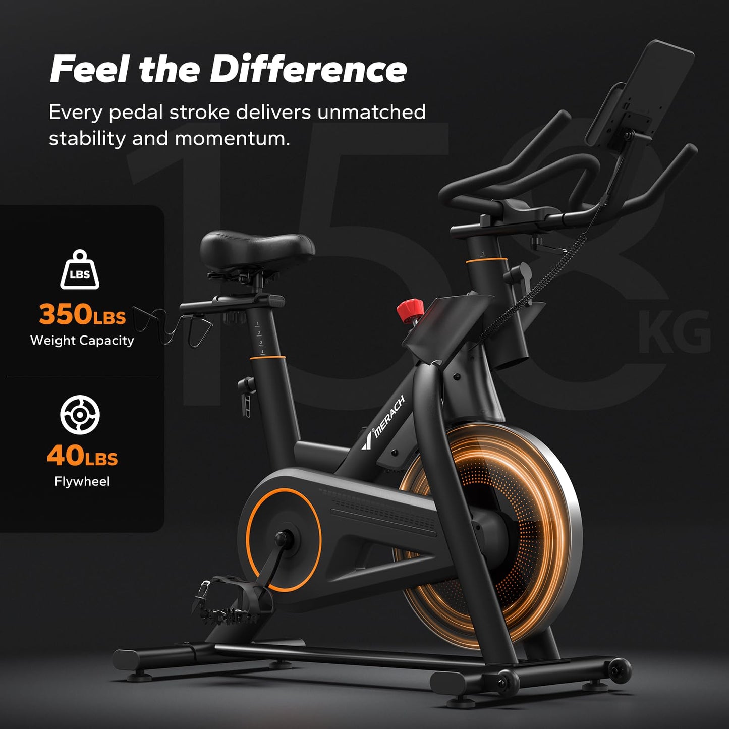 Merach Magnetic Exercise Bike, Heavy Duty Stationary Bike with Automated Resistance, 350 Lbs Weight Capacity, Low Noise Indoor Workout Bike for Home Gym with Self-Developed App