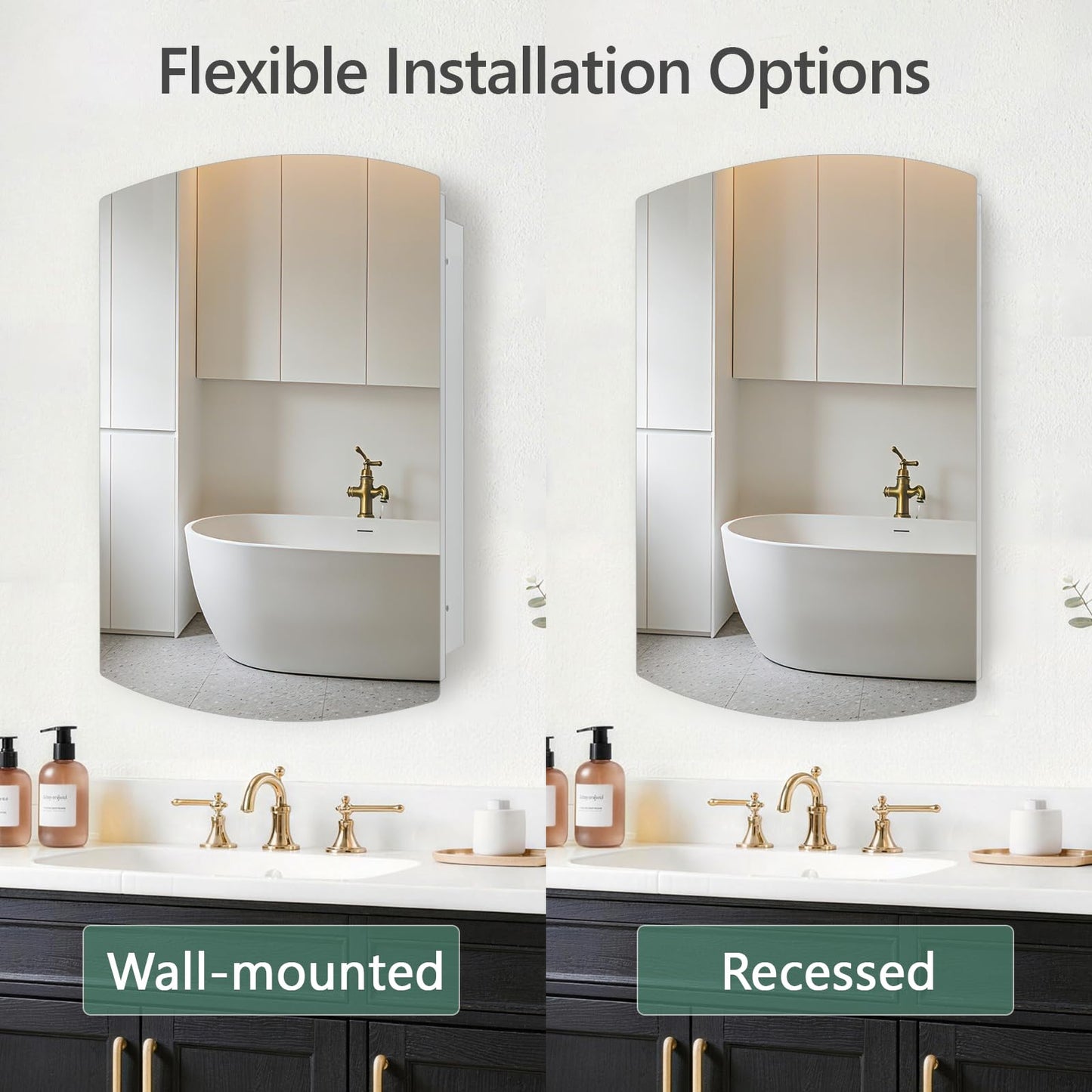 HESONTH 22x30 inch Medicine Cabinet Frameless Bathroom Mirror Cabinet Recess or Surface Mounted Medicine Cabinet with Mirror Cabinet for Bathroom Living Room Toilet Kitchen
