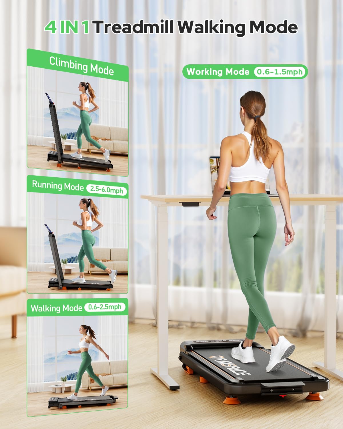 Walking Pad Treadmill with Incline, Upgraded 3.5HP Walking Pad with Handle Bar, 350Lbs Foldable Portable Treadmills for Home Office, 4 in 1 Under Desk Treadmill with Remote Control & APP, LED Display