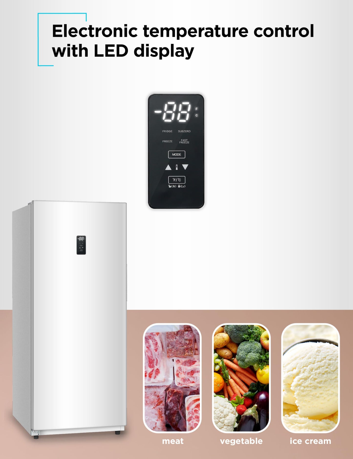 BLACK+DECKER 14 Cu. Ft. Convertible Freezer Refrigerator, Upright Freezer with Glass Shelves, ENERGY STAR rated, Frost Free, BUC1400XW, White