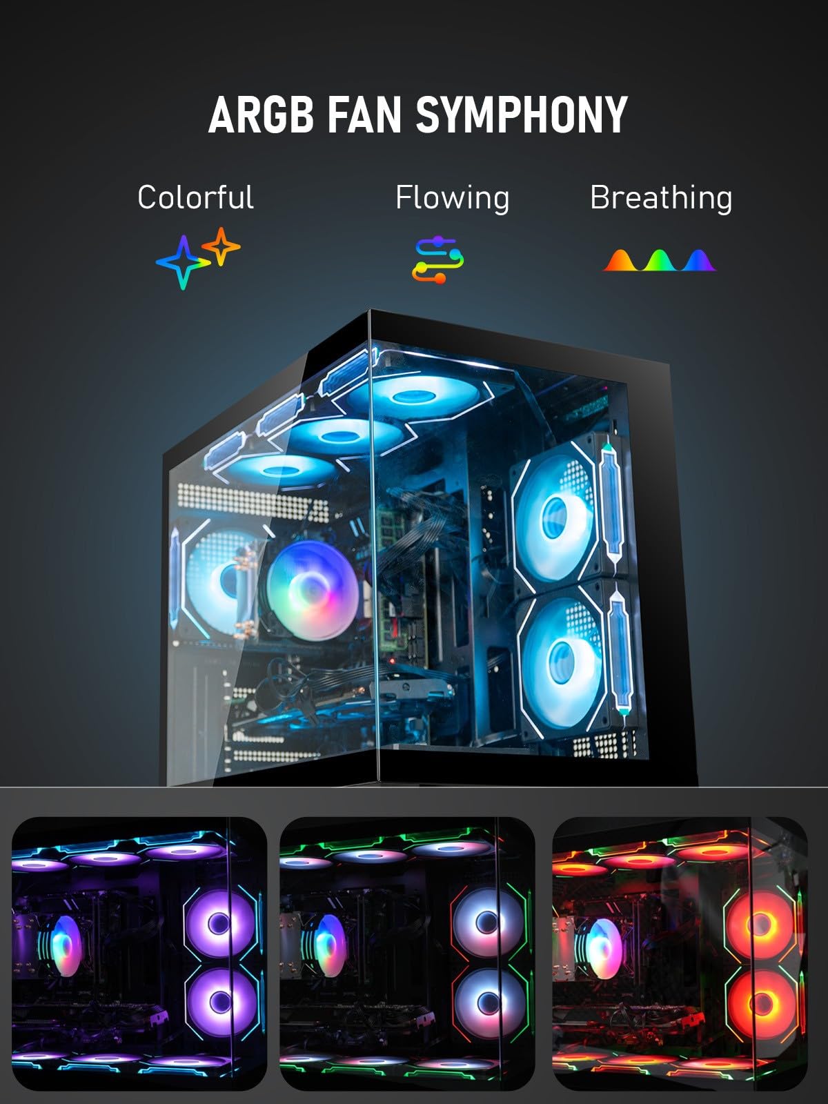 Evounic Professional Workstation Gaming PC – i7 Xeon E5 up to 3.5GHz, GeForce GTX Titan GDDR5, 16GB DDR4 RAM, 512GB M.2 SSD + 1TB HDD, WiFi 6 & BT 5.4, 9× ARGB Fans, 650W PSU, WIN11P