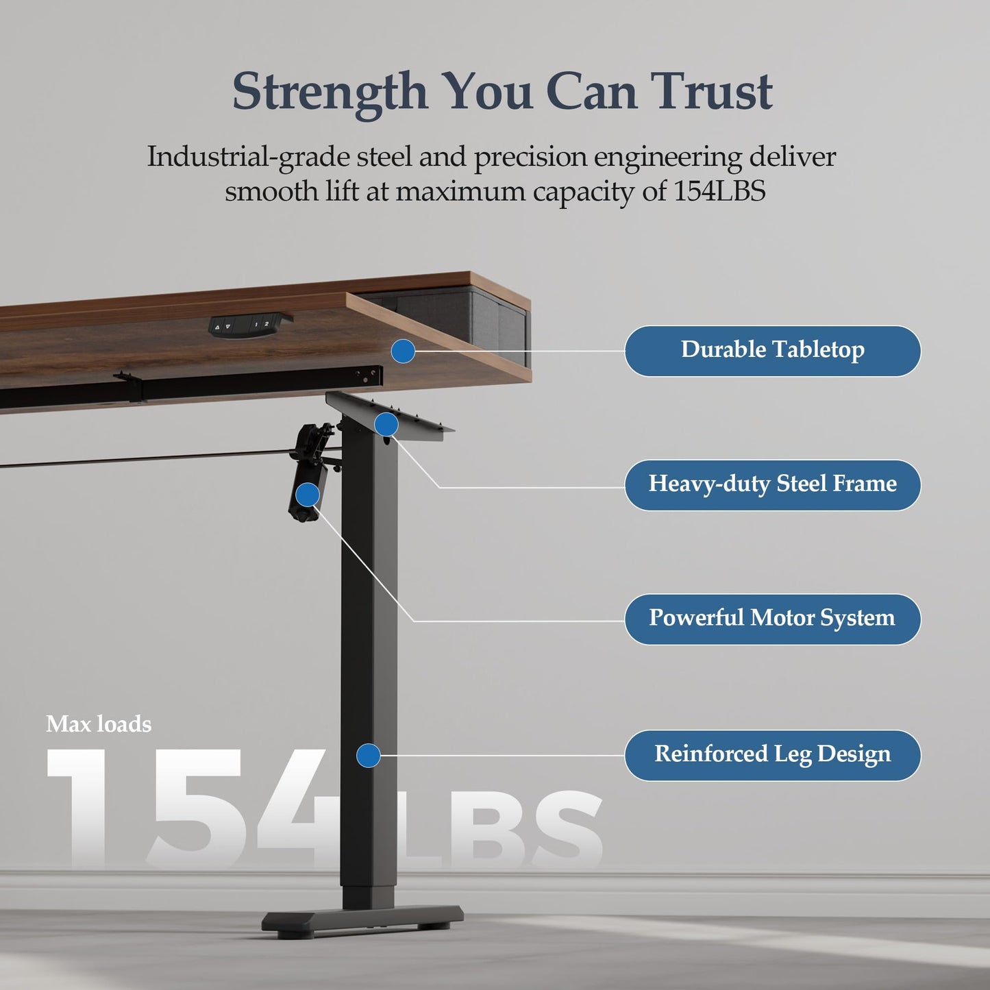 Klicelor 55 x24 Inch Electric Standing Desk with Drawers, Adjustable Height Small Sit Stand Desk for Home Office, Compact Computer Workstation with Storage– Rustic Brown