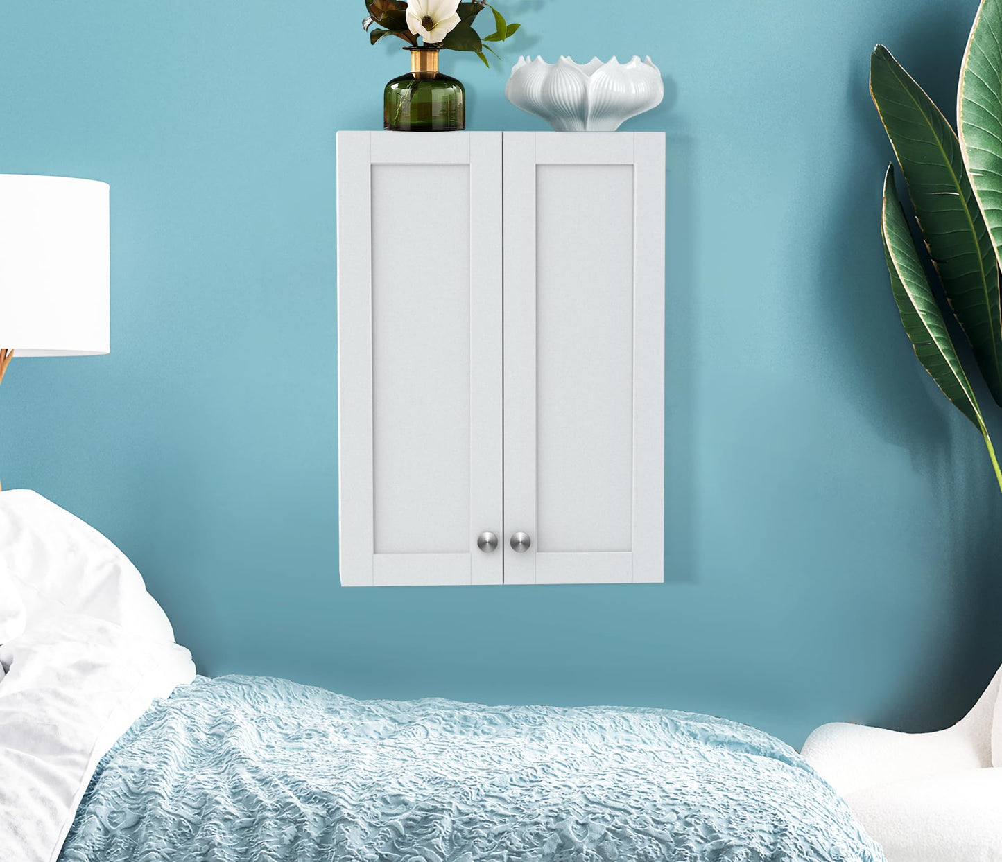 BYAOLVCY Bathroom Cabinet Wall Mounted Over Toilet Storage Cabinet 20x28 inch White Medicine Cabinets for Wall Mount Space Saver Bathroom Storage Cabinet with 2 Adjustable Shelves & 2 Doors