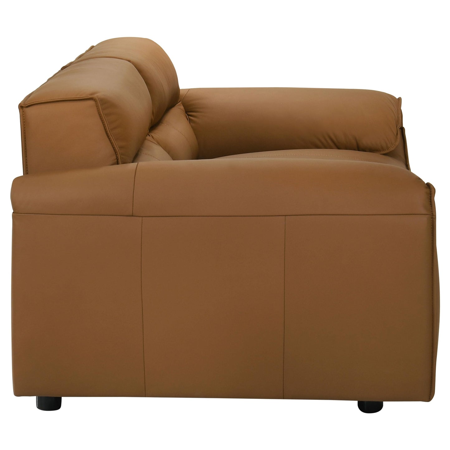 Coaster Home Furnishings - Buxton - Top Grain Leather - Upholstered Leather Loveseat with Track Arms, Tight Back, Low-Profile Frame and Full Foam Seating - Living Room - Orange - 509502