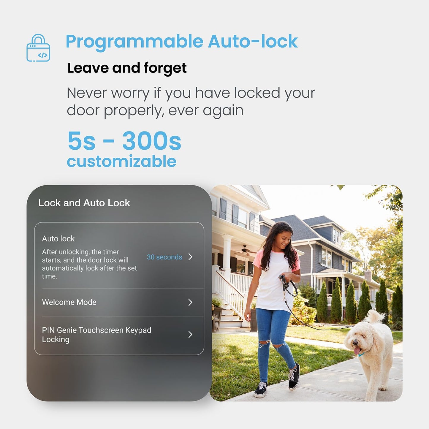 Lockly Secure Pro Smart Deadbolt Lock — Fingerprint Keyless Entry, PIN Genie® Patented Keypad, up to 99 Fingerprints, up to 33 Access Codes, Wi-Fi Hub Included, ANSI Grade 1, Alexa & Google Compatible