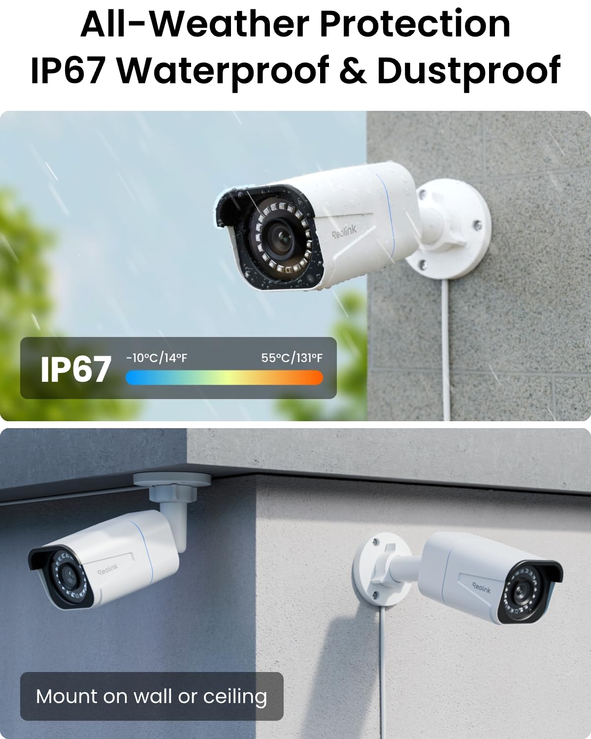 REOLINK 4K Security Camera System, RLK16-800B8 8pcs H.265 PoE Wired with Person Vehicle Detection, 8MP/4K 16CH NVR with 4TB HDD for 24-7 Recording