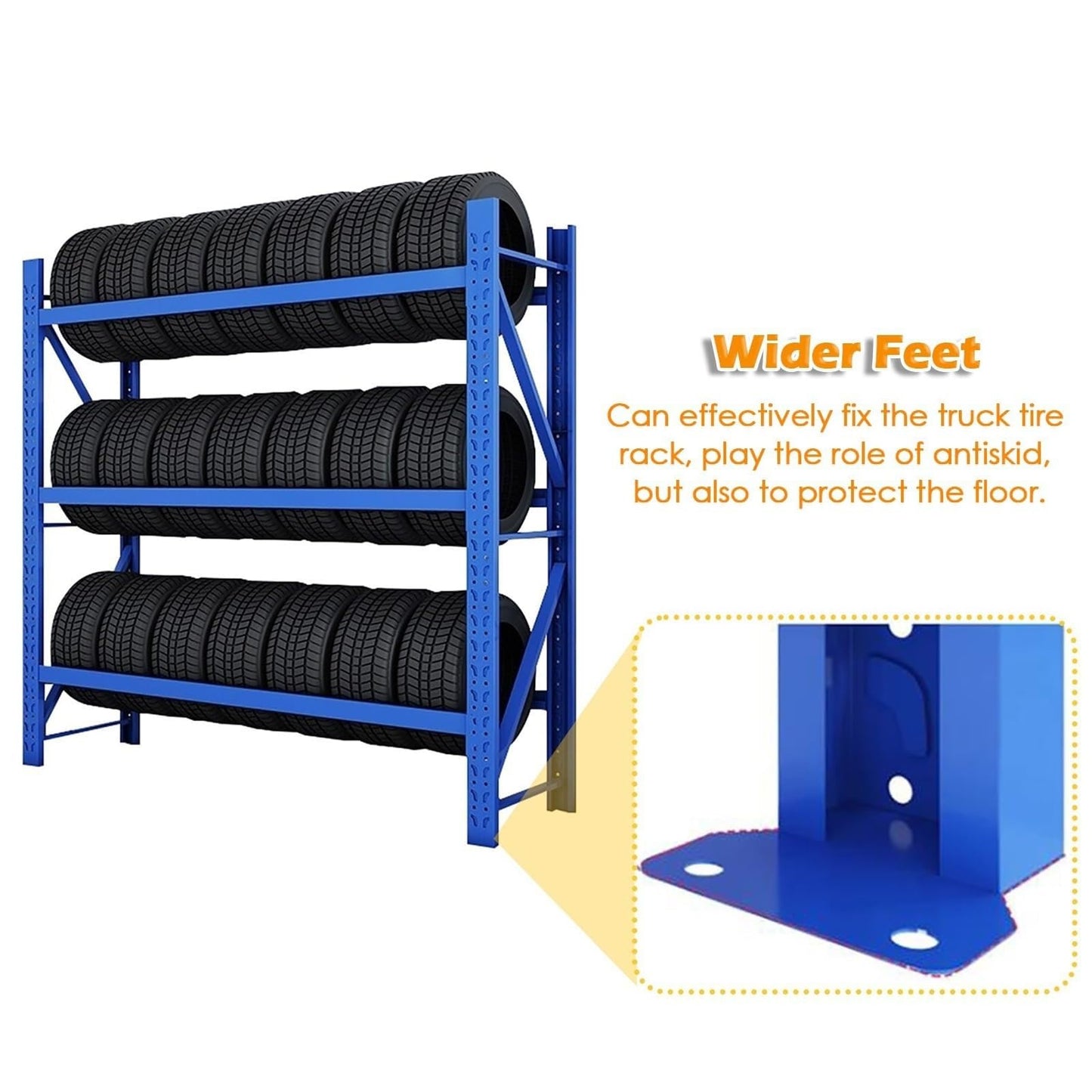 AOCDNEK Adjustable Height Tire Storage Rack for Garage, Maximum Load 1100 lbs, Blue, 3 Tiers(78.7x19.6x78.7in)
