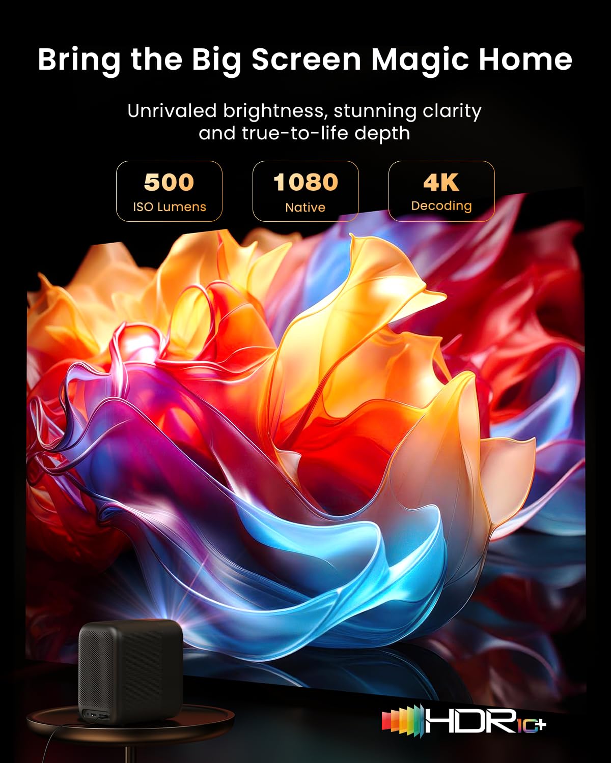 WEMAX Smart Google TV Projector with Licensed Netflix, 4K Decoding, 500 ISO Lumens, Outdoor Movie Projector with WiFi and Bluetooth, FHD 1080P Projector for Home Theater with 10W Dolby Audio Speaker