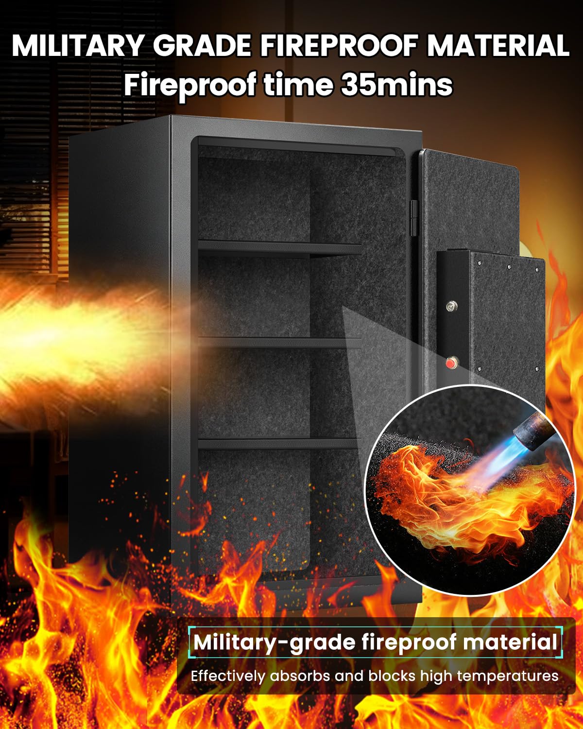 [𝟐𝟎𝟐𝟔] 𝟑𝟓𝐌𝐢𝐧 𝟏𝟕𝟎𝟎°𝐅 Fire Proof Safe for Home Documents, 4.5 Cuft Fireproof Safe for Home, Home Safes With Removable Shelf, 𝟒𝟒𝐋𝐛𝐬 Heavy Duty Safes with Anti-theft for Home, Office