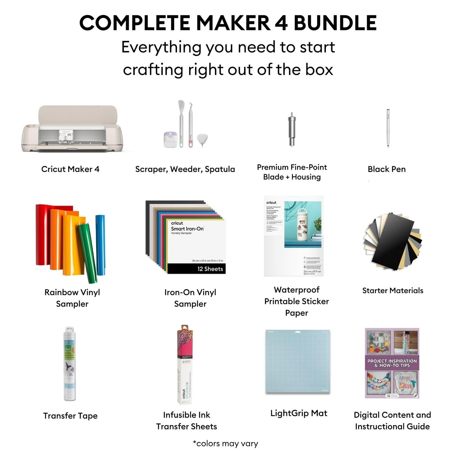 Cricut Maker 4 Cutting Machine Ultimate Beginner Sticker Making Bundle - Print Then Cut Machine with Waterproof Sticker Paper & Vinyl for Custom Stickers & Small Business, Seashell Die-Cutting Machine