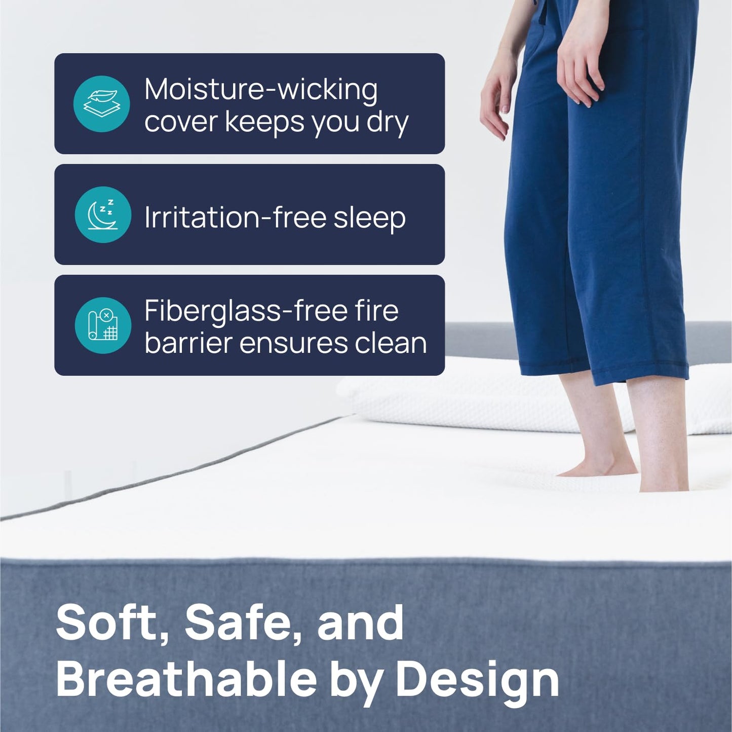 Sure2Sleep Monterey King Size 10-inch Med Firm Mattress. Fiberglass Free. Made in USA. Breathable HyPUR-Gel Sleeps Cool. CertiPUR-US