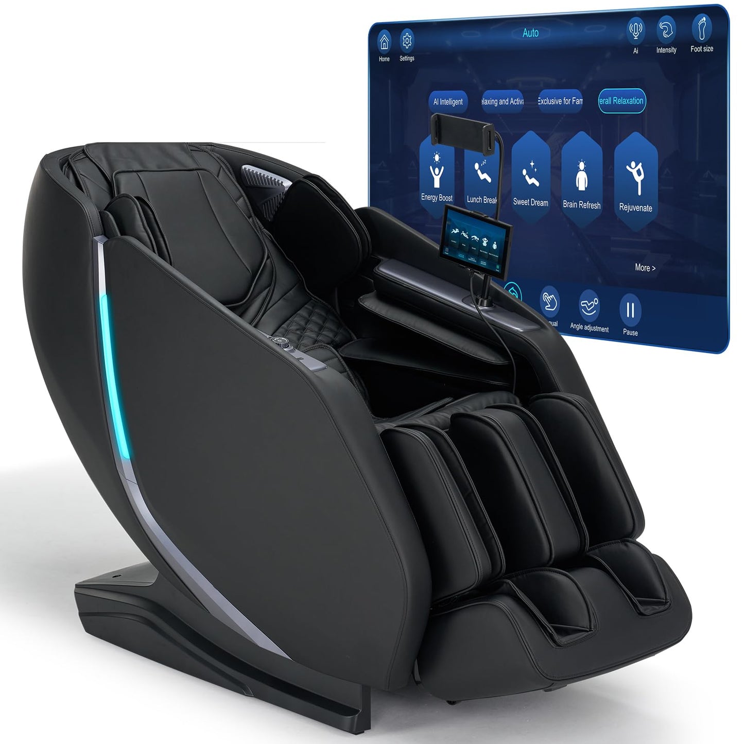 4D Smart Massage Chair Full Body - Zero Gravity Massage Chair Recliner with 53" SL Track, 15 Auto Modes, Body Scan, Heat & App Control - Luxury Shiatsu Massager for Sports Recovery & Home Office,Black