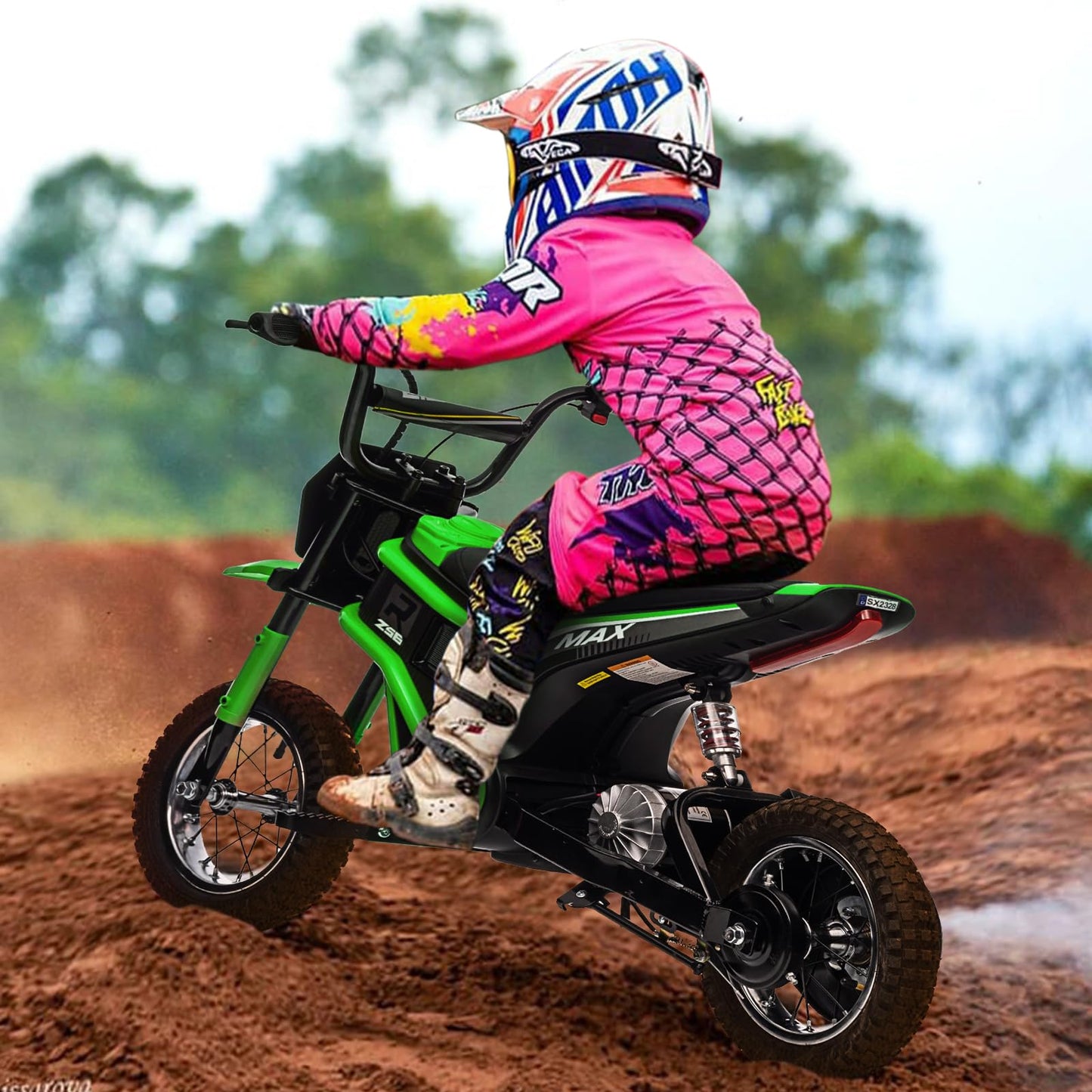 Garvee Kids Ride On Electric Dirt Bike,Kids All Terrain Electric Motorcycle,24V 350W Ride On Toy for Toddlers, Up to 14.5 MPH,Load 135 Lbs,Shock Absorption