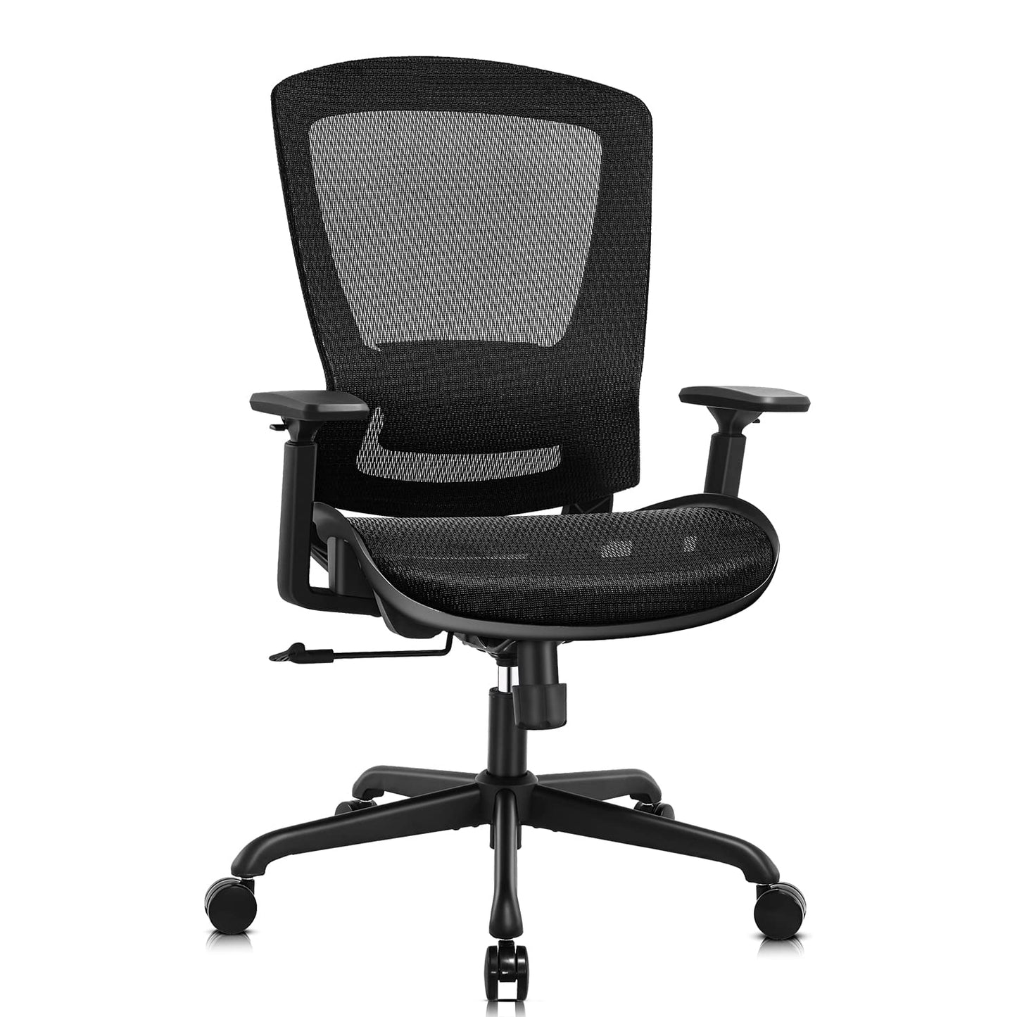 ELABEST Ergonomic Mesh Office Chair,Comfy Computer Desk Chair - BIFMA 5.1 Certified Commercial Swivel Task Chair for Home Office - Adjustable Lumbar Support & Armrests,Tilt Function,Wide Seat (Black)