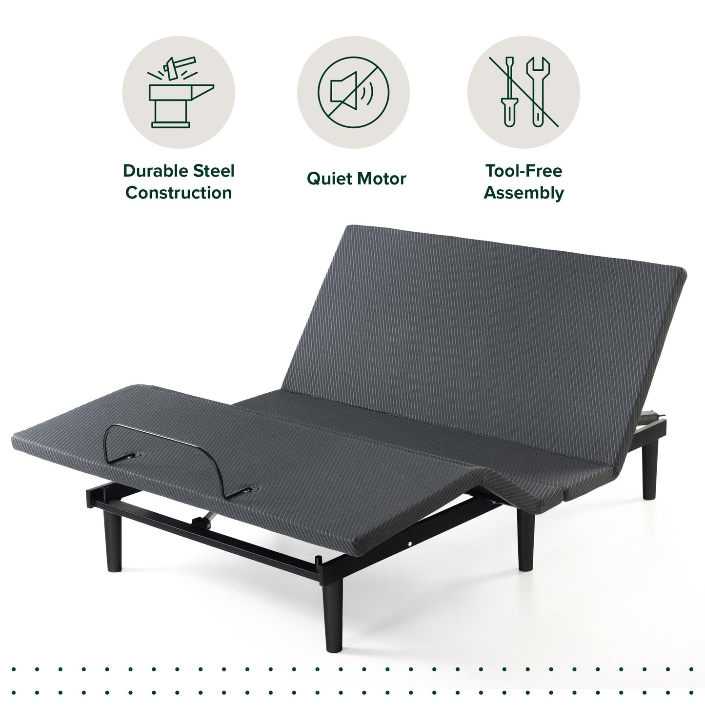 Zinus Nadia Adjustable Bed Frame, Electric Reclining Platform Bed Base, 5-Function Wireless Remote, Independent Head and Foot Incline, Easy, Tool-Free Assembly, Twin XL