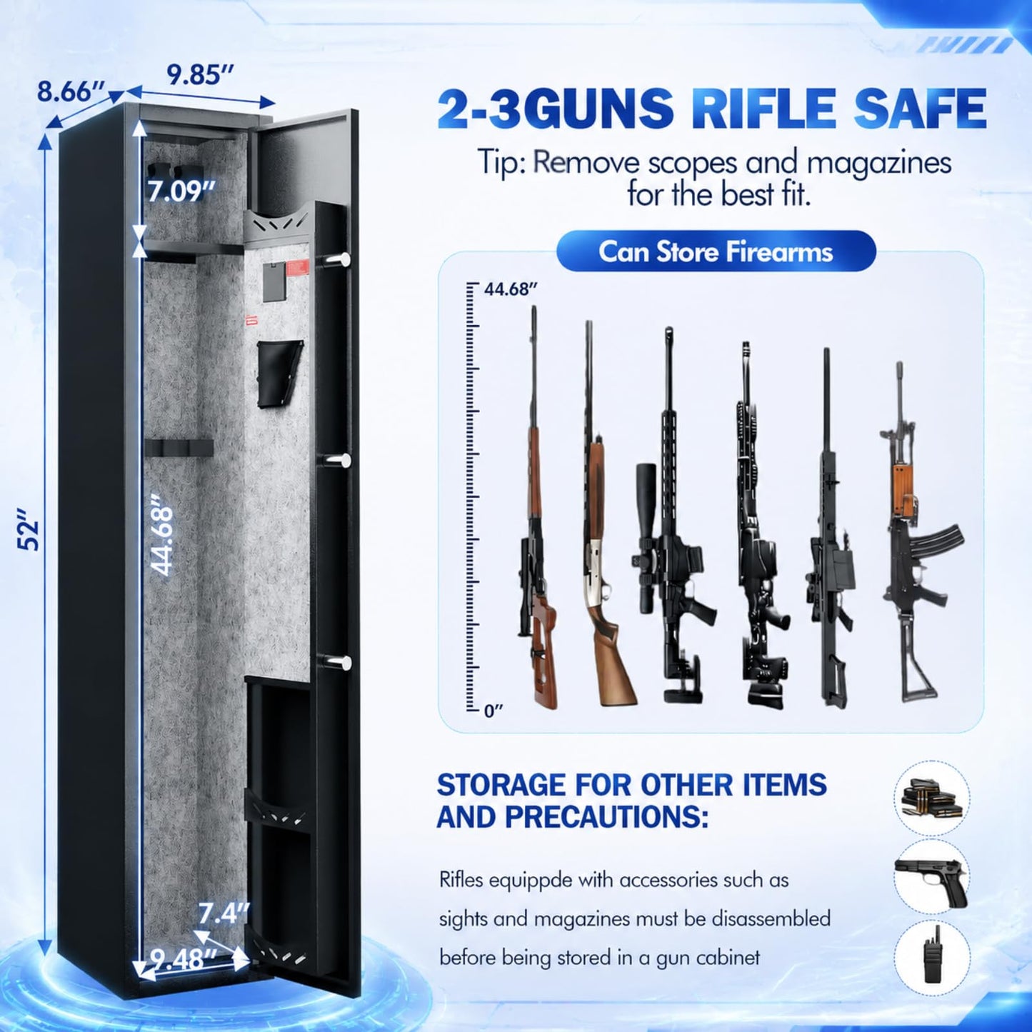 For Home Defense & Hunters: KAER 2-3 Gun Safe – Quick Digital Access, Fits Rifles & Pistols, Secure Storage for Bedroom, Garage, Living Room