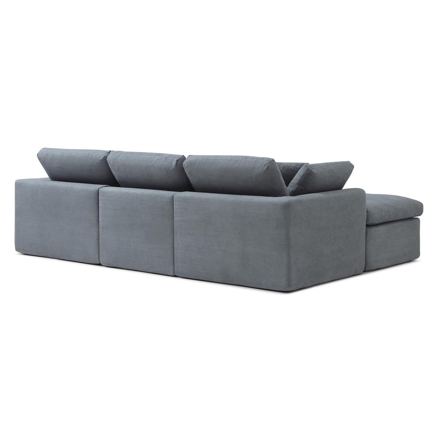 111-Inch L-Shaped Modular Boneless Cloud Sectional Sofa 4 Seat Floor Foam Sofa Couches Deep Seat with Ottoman,Comfy Fabric Upholstered 4 PCS Compressed Cloud Couch