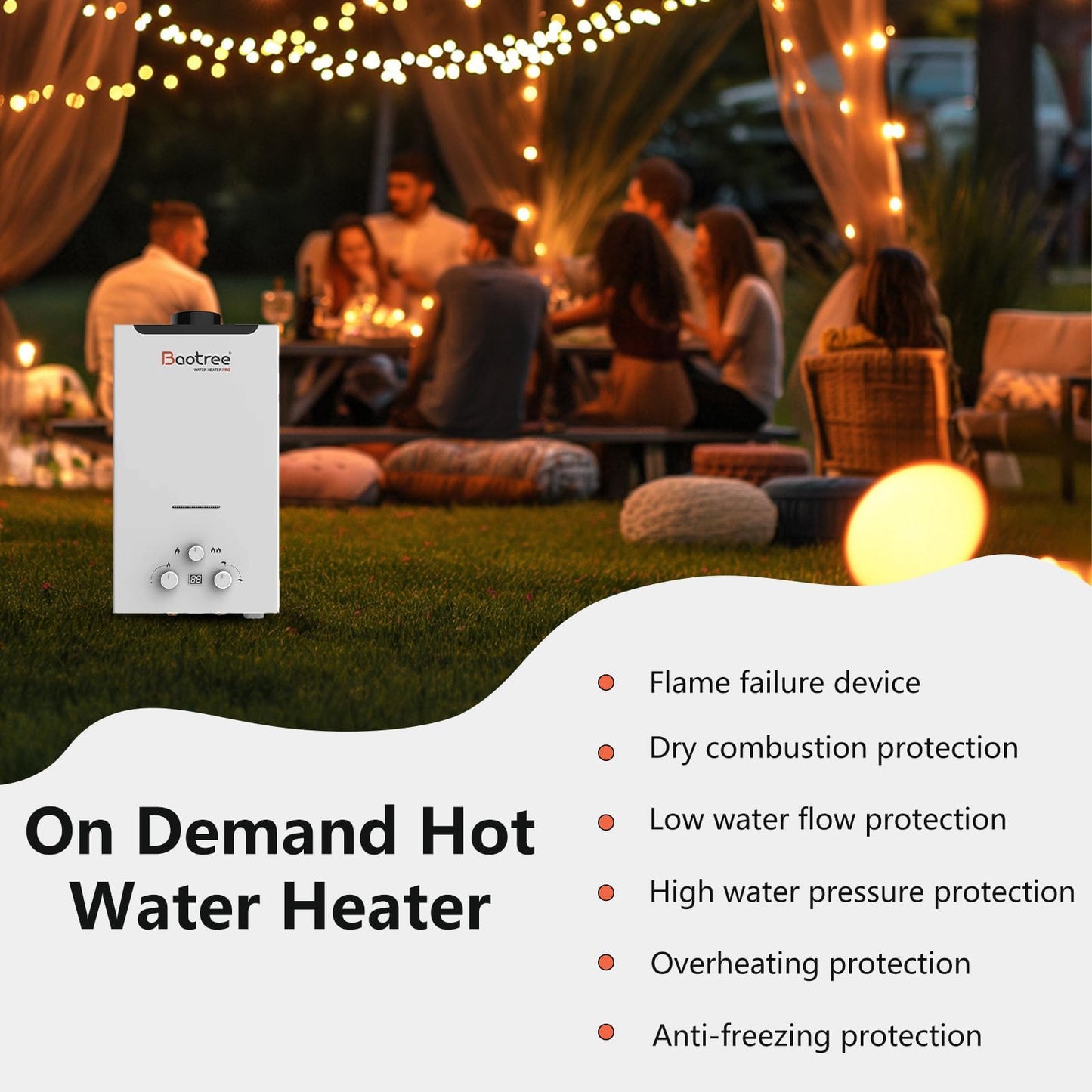 Tankless Water Heater Propane, 4.76 GPM RV Water Heater with Digital Display,18L Portable Instant Hot Gas Water Heater with Overheating Protection for Indoor and Camping,115,425 BTU