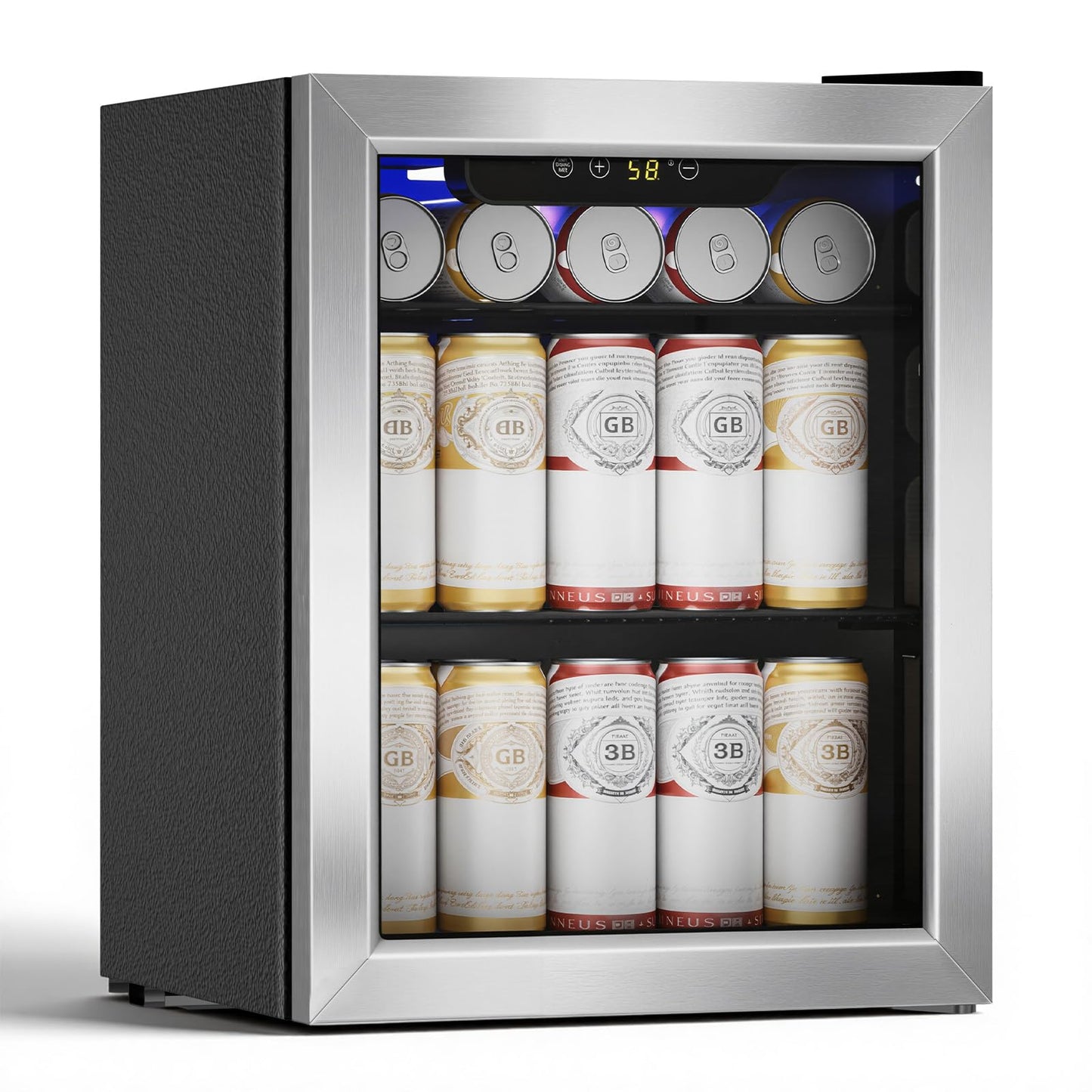COWSAR 1.7 Cu. Ft Mini Beverage Refrigerator, 68 Cans, 16 Bottles Compact Drink Cooler with Glass Door & Touch Controls for Home, Office Bar