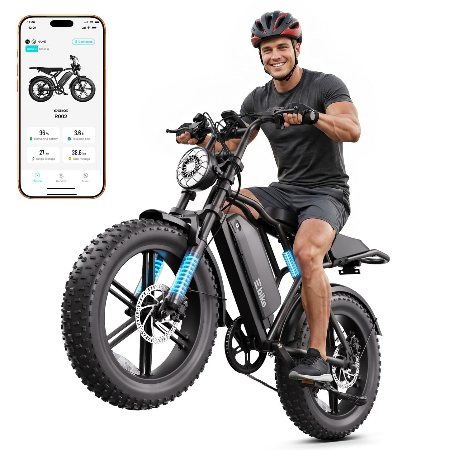 TS TST GRP LLC Electric Bike for Adults, Peak 1500W Motor Retro Ebike, Range 65Miles, 48V 15Ah Removable Battery, 20"x4" Fat Tires, Full Suspension, Off-Road E Bike for City Commuting