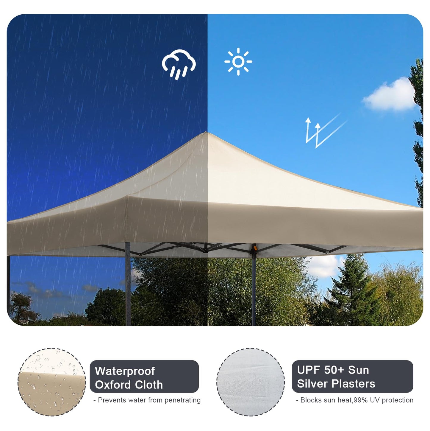 10x10 Pop up Canopy Tent with Sidewalls,Heavy Duty Waterproof Sun Shade Canopy Easy up Canopy with Wheel Bag Commercial Gazebo Tent for Outdoors Parties Vendors Camping Beach (Khaki)