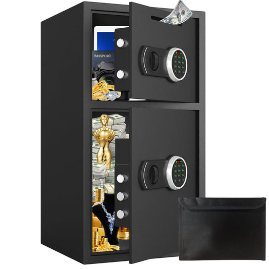 6.0 Cu ft Extra Large Home Safe Box with Fireproof Waterproof Bag, Digital Home Safe Box with Deposit Slot & Metal Storage Box, Soft Lining Money Safes with Backlit Keypad & Dual Alarm for Home