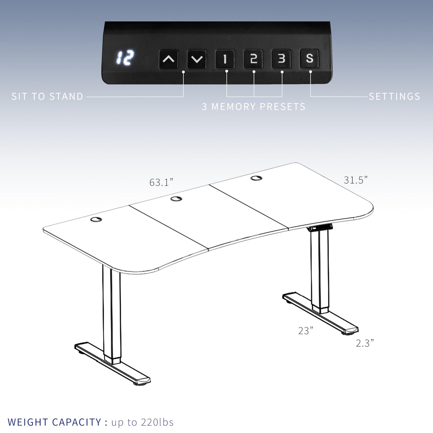 VIVO Electric 63 x 32 in Dual Motor Standing Desk, Memory Height Adjustment, E2B Series, Black Top Black Frame, DESK-KIT-E2B1B