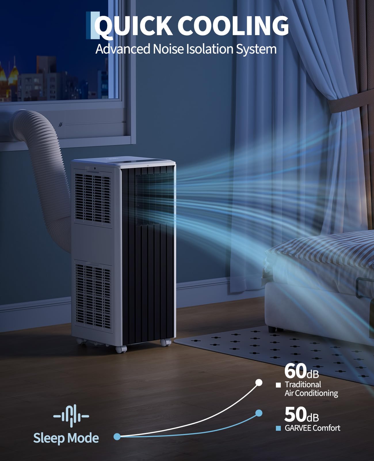 Garvee 8000 BTU Portable Air Conditioner, Complete Window Kit & Remote Included - Easy Setup, Cools 350 Sq. Ft Rooms, 24-Hr Timer, Sleep Mode, Quiet Operation, Black