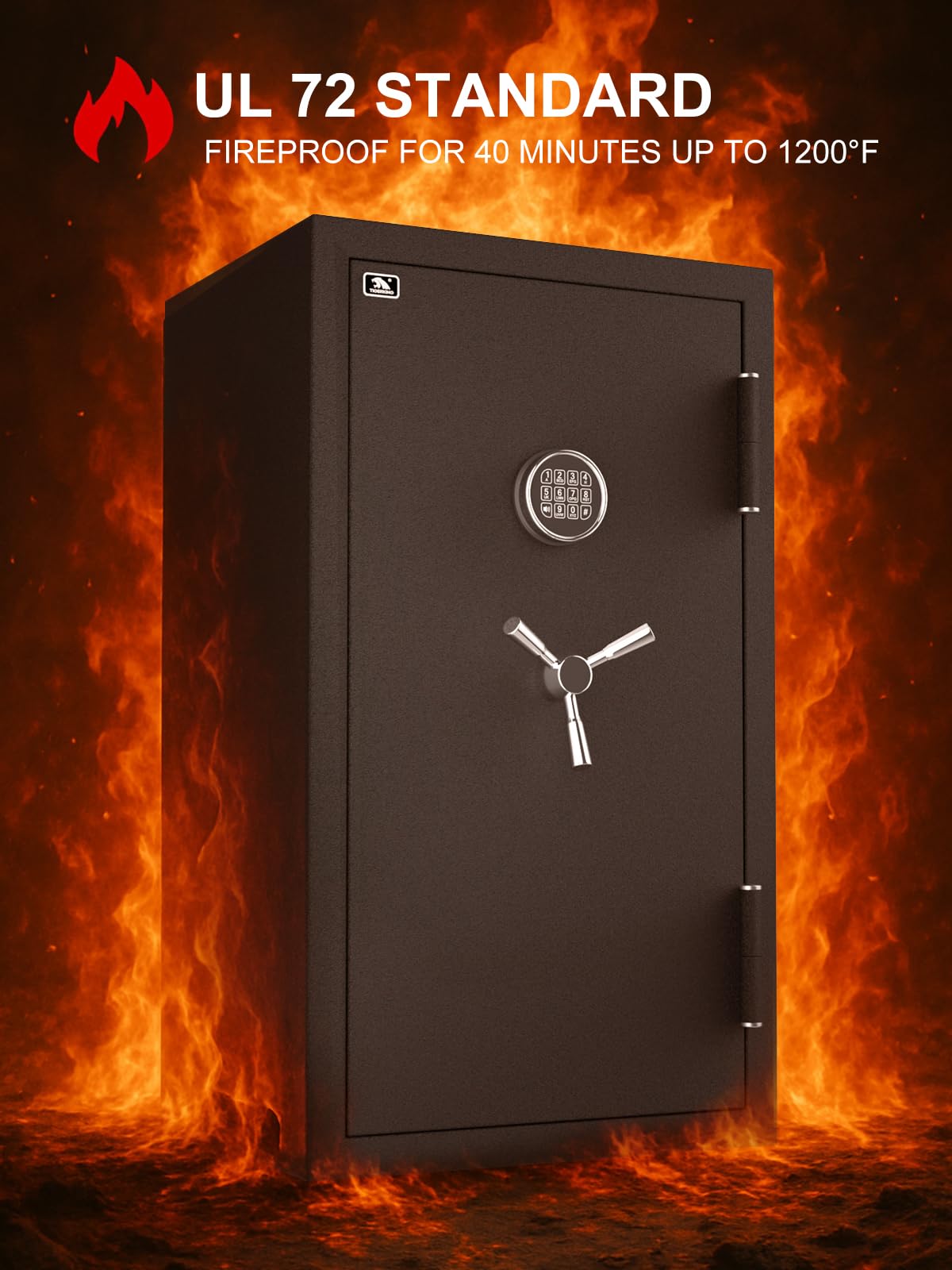 TIGERKING Fireproof Home Safe, Large 8.78 Cu Ft, 178 lb Heavy-Duty Steel, 40-Min Fire & 72-H Water Protection, Digital Keypad, Alarm System