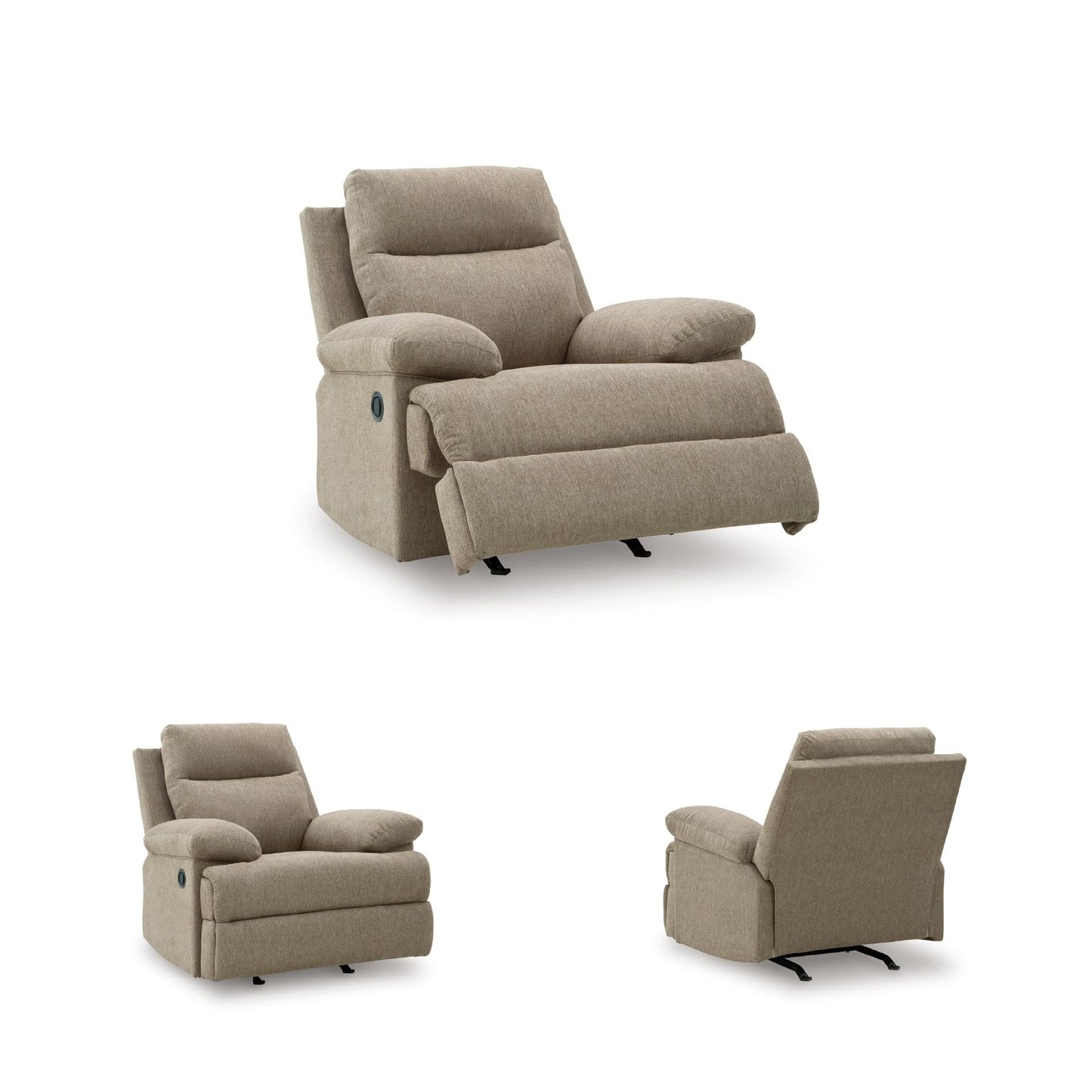 Signature Design by Ashley Yarrow Lane Classic Manual Rocker Recliner with Pillow-Top Arms, Light Brown