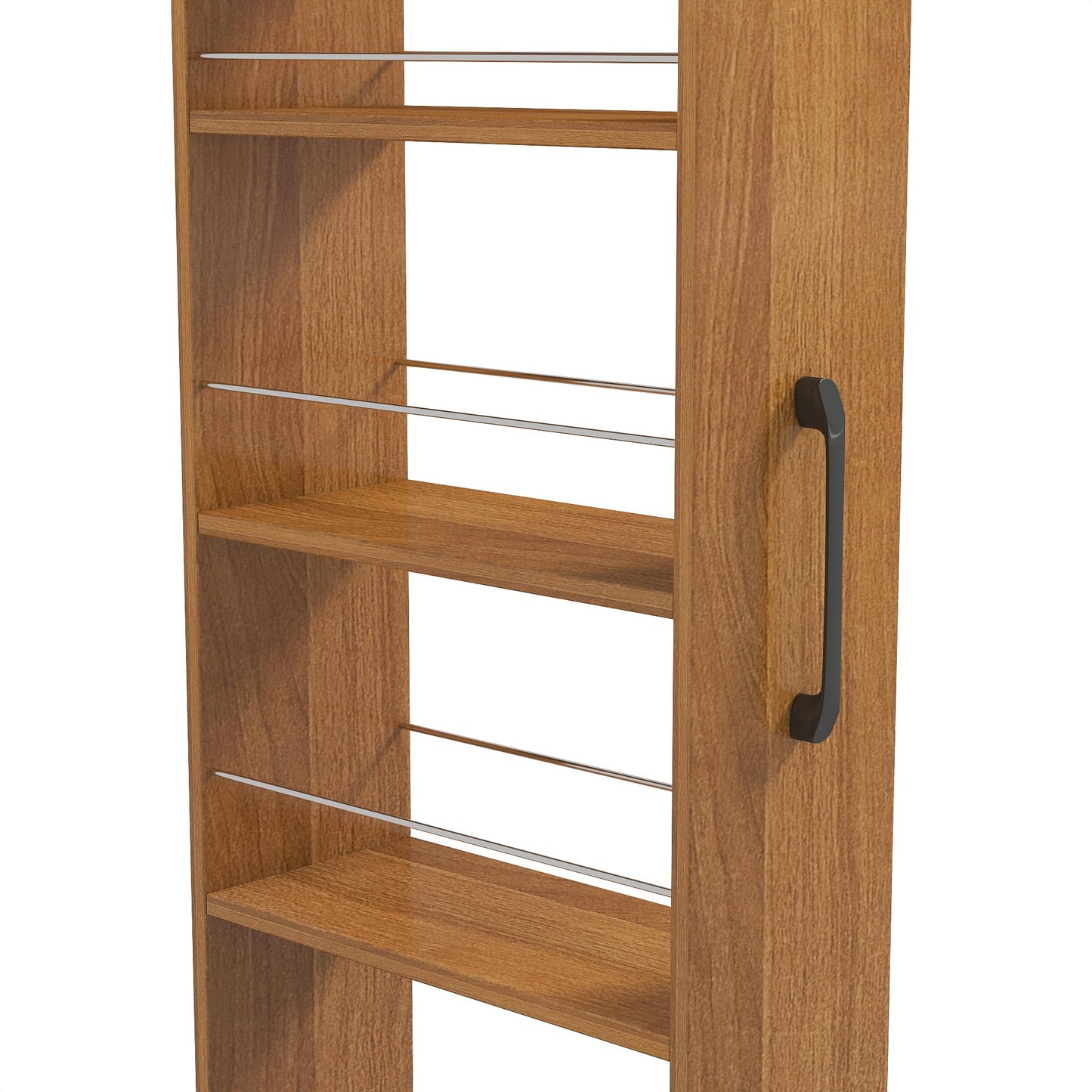 KEIKI 7 Tier Pull-Out Kitchen Pantry Storage Cabinet, Multi-Tier Single-Sided Open Shelf, Spice Rack Next to Fridge, Wood Hutch Food Pantries Cupboard for Coffee Bar, Dining Room, Narrow Spaces