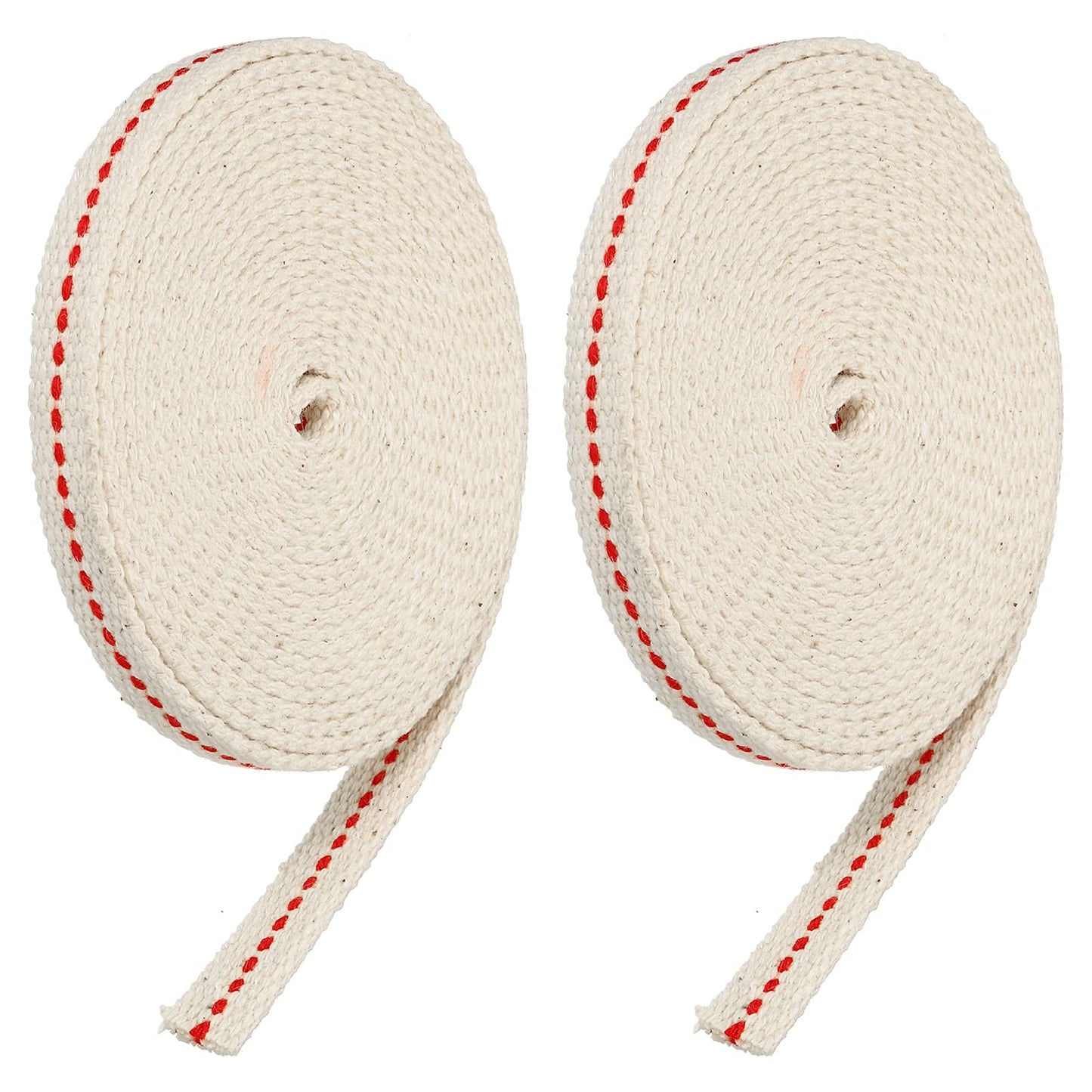MECCANIXITY Oil Lamp Wick, 0.35 Inch Flat Wide, 10 Ft Cotton with Red Stitch, Model mea220517ee0484