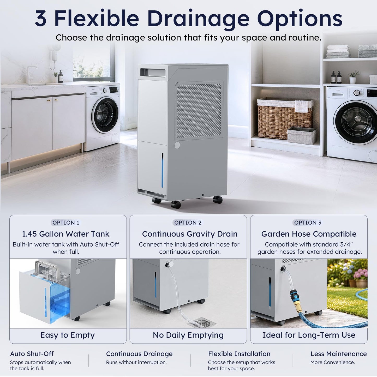 DECIUU 5000 Sq.Ft Dehumidifier with Pump, Up to 16.4 Ft Vertical Drainage, ENERGY STAR Most Efficient 2024, Max 100 Pint Moisture Removal, Smart Humidity Control for Basement, Home & Garage