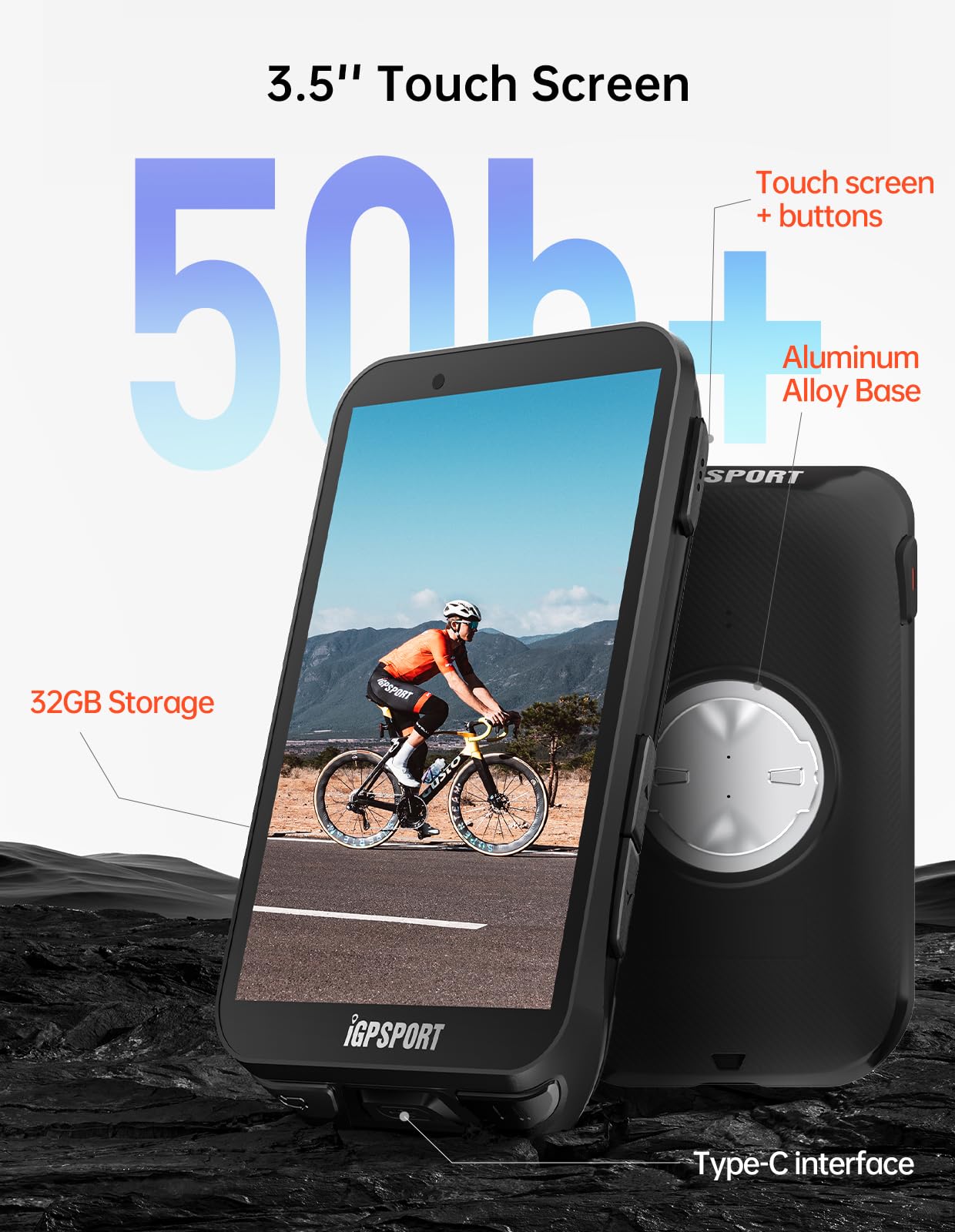 iGPSPORT iGS800 Bike Computer Touchscreen, 3.5'' Offline MAP Navigation WiFi Bluetooth ANT+ Smart 32GB GPS Cycling Computer Waterproof