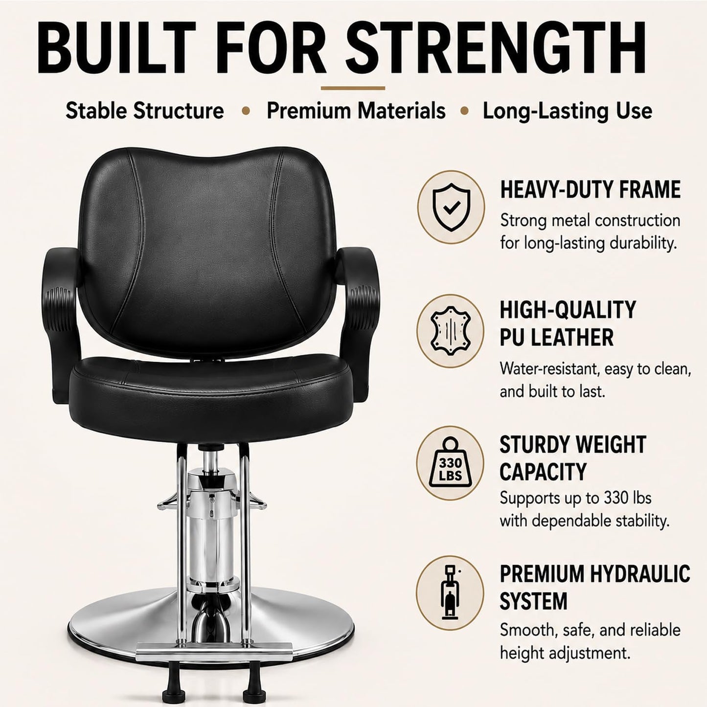 Artist hand Salon Chair for Hair Stylist, Hydraulic Barber Chair for Home