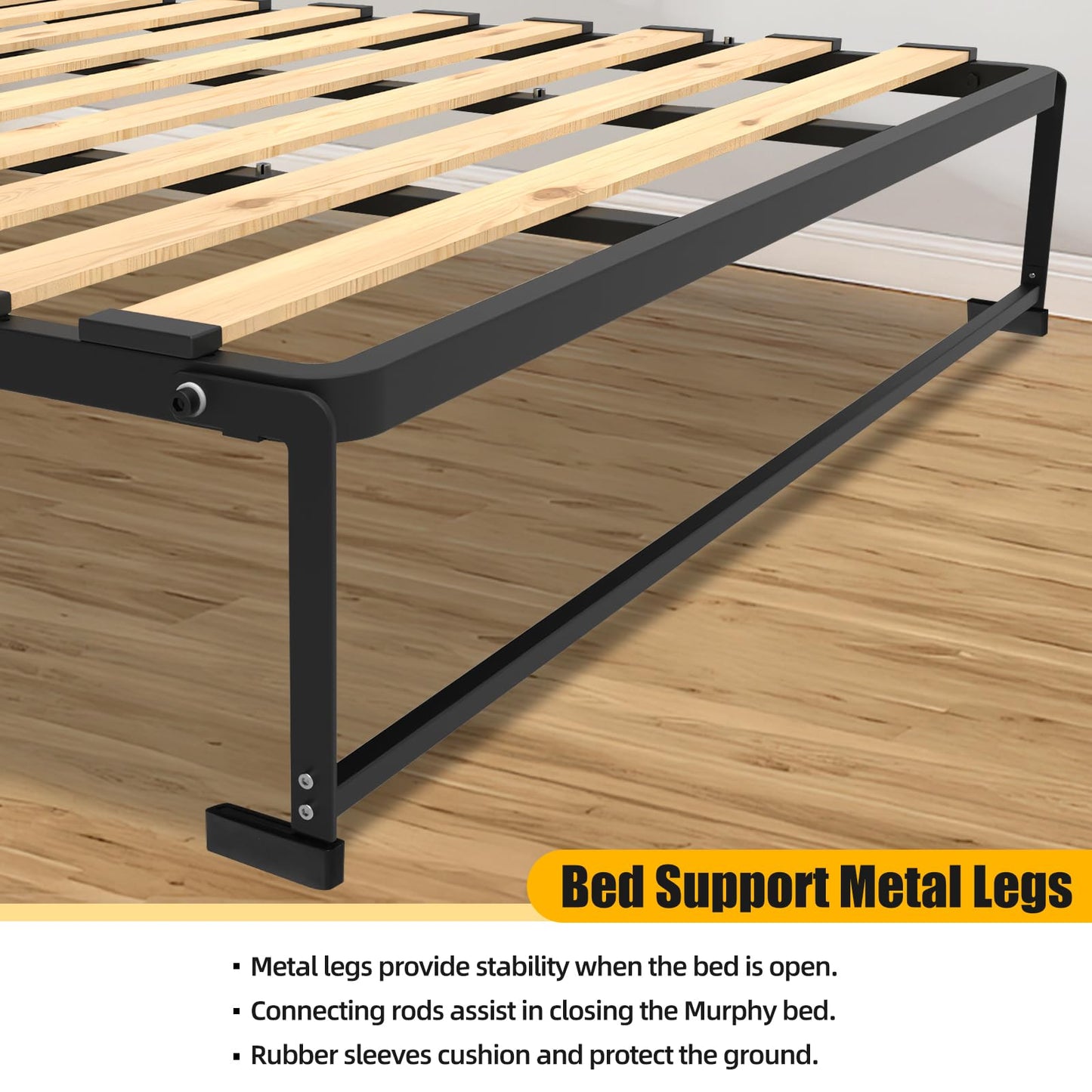 TooCust Vertical Murphy Wall Bed Frame Queen Size with Two-Stage Deluxe Gas Spring - DIY Wall Bed Queen Vertical, Folding Wall Bed, Vertical Murphy Bed Kit Queen Size