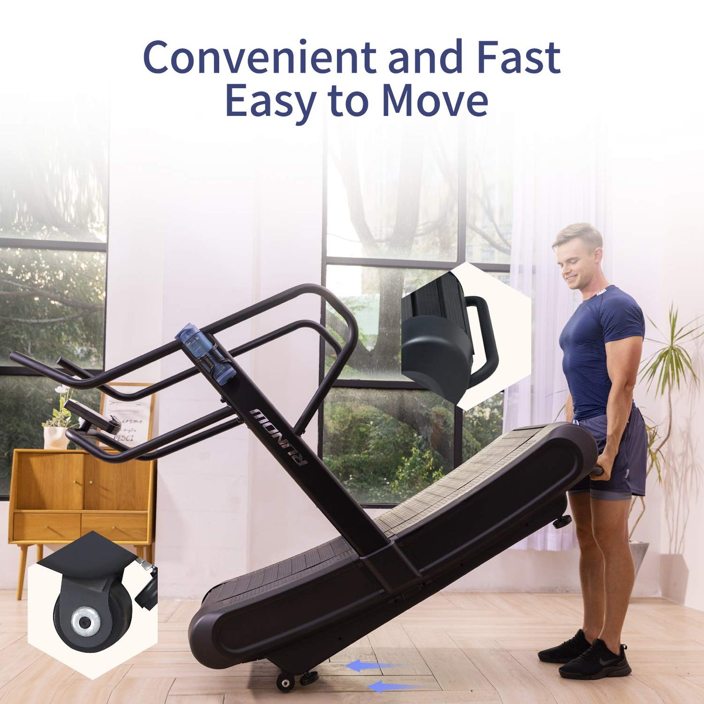 RUNOW Curved Treadmill, Non-Electric Motorized Treadmill for Commercial & Home Running Machine with Customization & Resistance Adjustment