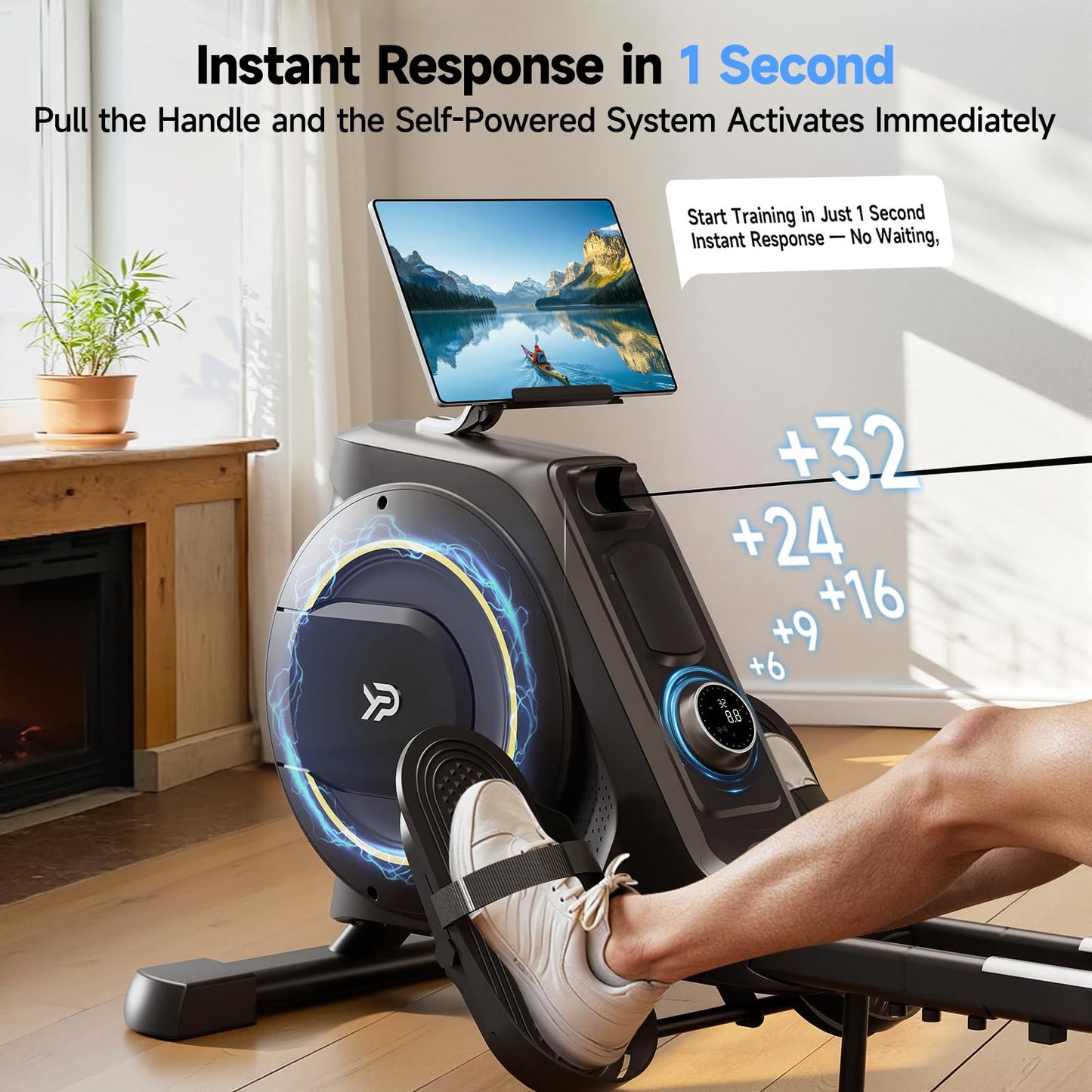 Rowing Machine for Home, 350 LB Capacity, 16-Level Silent Resistance, Magnetic Rowing Machines for Home Foldable, Full-Body Workout Compact Rowing Machine for Cardio & Strength with APP Support
