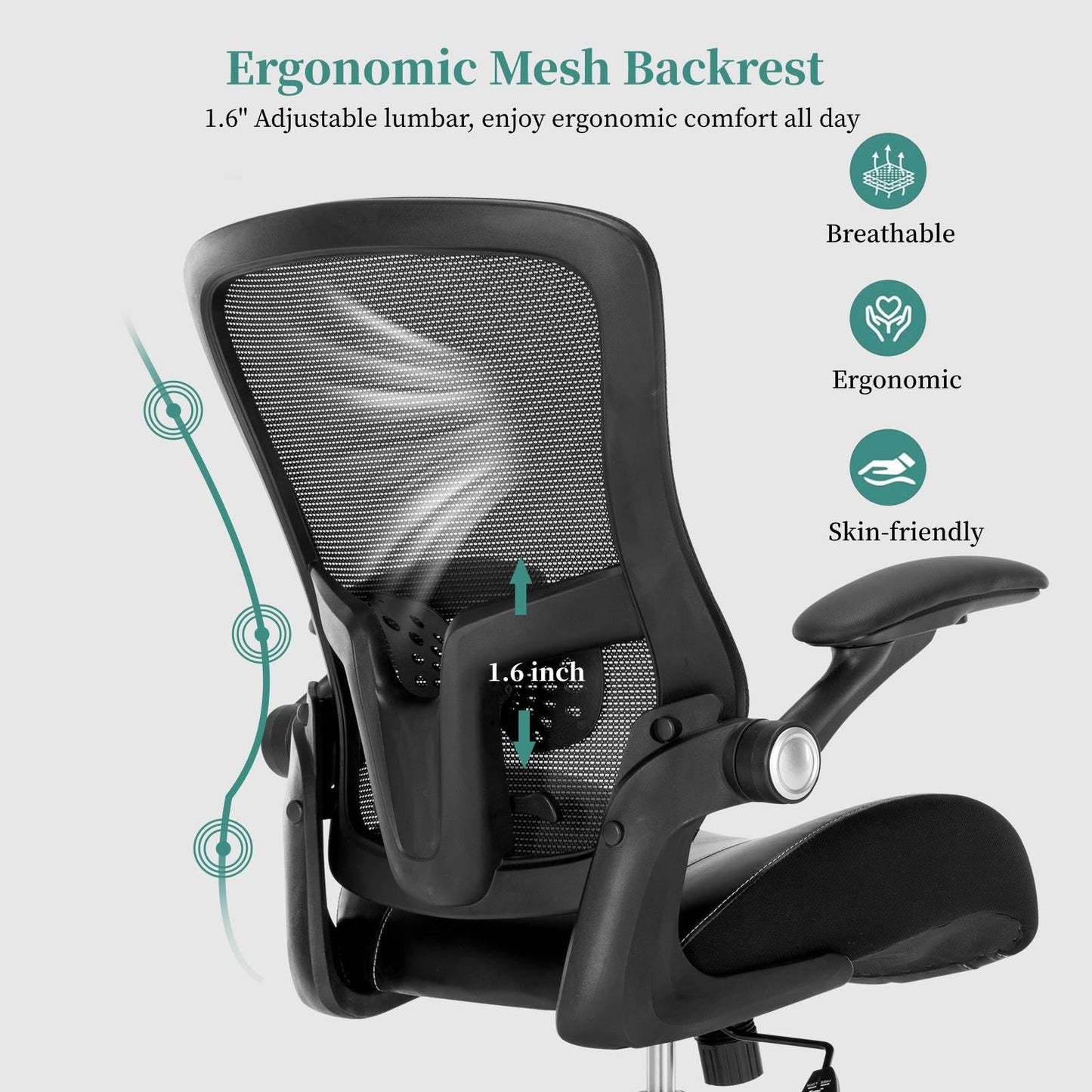Big and Tall Office Chair 400lbs, Heavy Duty Computer Desk Chair with Wide 3D Modeling Foam Seat, Ergonomic Executive Office Chair for Heavy People with Adjustable Lumbar Support Armrests Metal Base