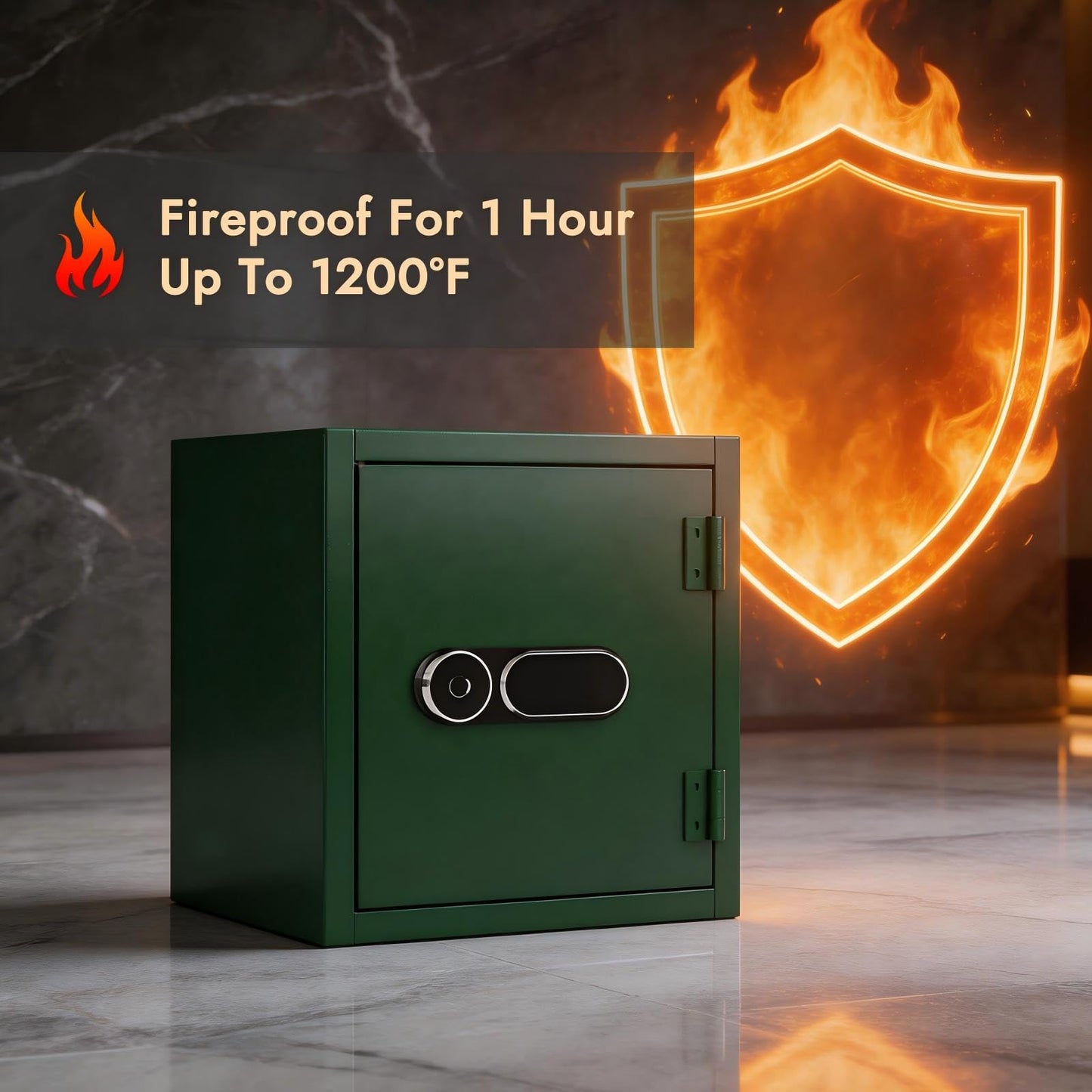 KAER Fireproof Jewelry Safe Box, 3.8 Cu.Ft Large Biometric Home Safe with Fingerprint & Password Lock, Secure Security Safe with Removable Shelf for Luxury Watches, Gold, Gems, Valuables