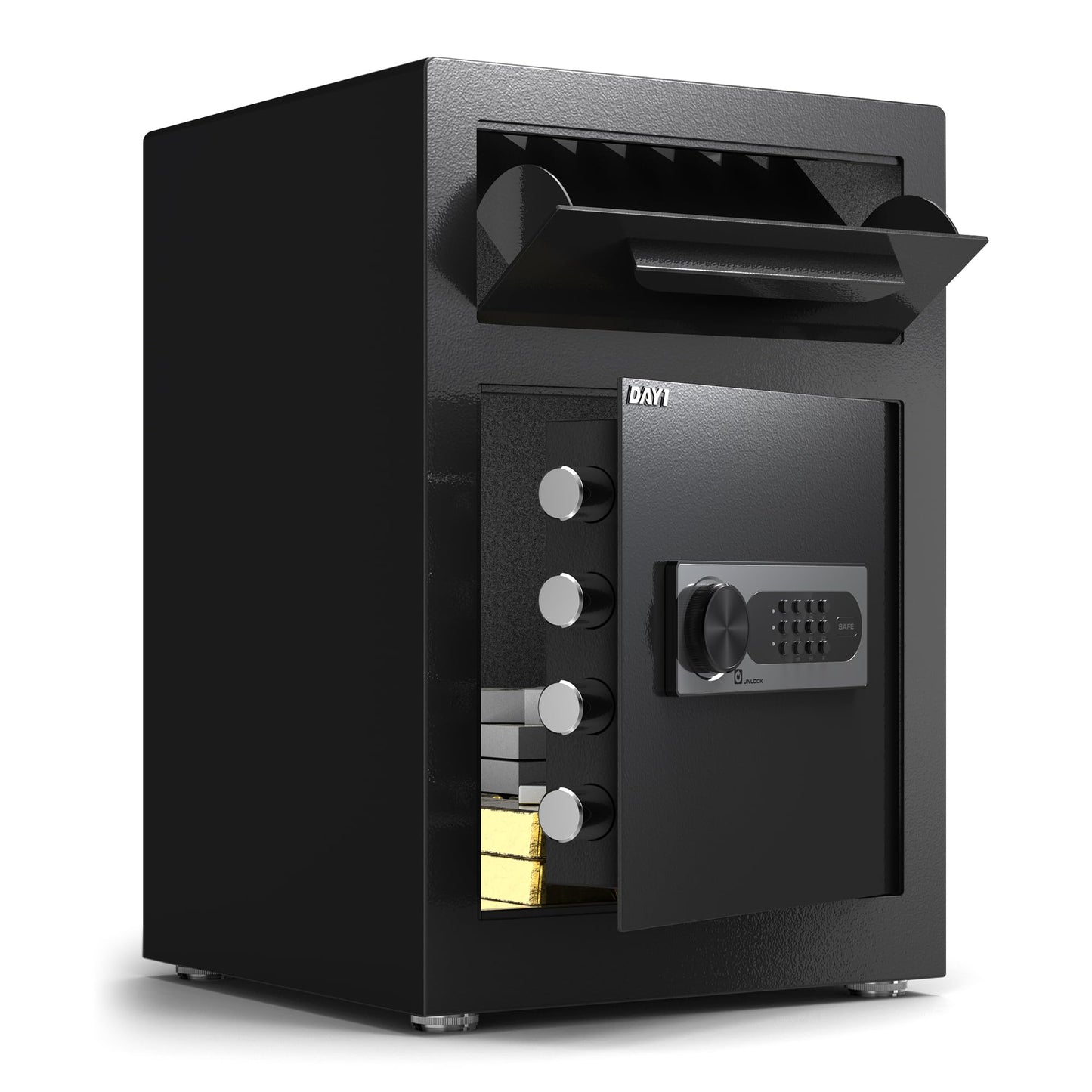 DAYI Drop Safe, 2.6 Cubic Feet Deposit Box with Drop Slot, Depository Safe with Fireproof Bag for Business & Home, Cash box for Documents - DM-52