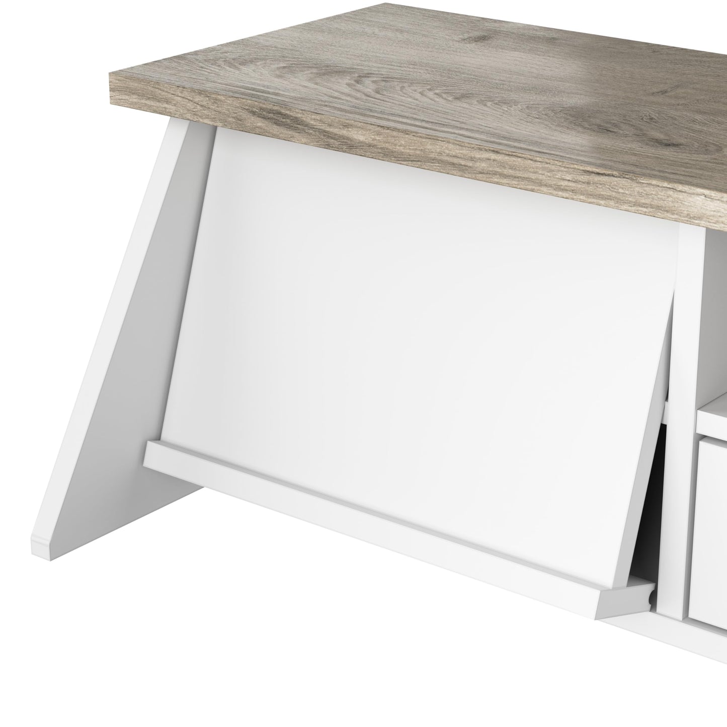 Bush Home Mayfield 60W L Shaped Computer Desk with Desktop Organizer in Pure White and Shiplap Gray