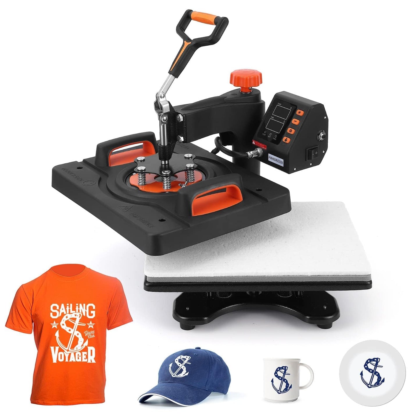 12 x 15 Inch 6 in 1 Heat Press Machine, 800W Sublimation Heat Press, 360° Swing-Away Rotation, Dual-Tube Heating Transfer Printer, Multipurpose Heat Press for T-Shirts, Hats, Mugs, Caps & DIY Crafts