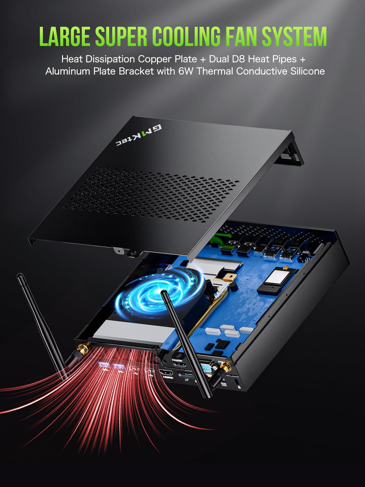GMKtec Mini PC Workstation, Intel Core i9 13900HK(14C/20T) up to 5.4GHz, Mini Computer 32GB DDR5 RAM 1TB SSD, 8X USB Ports/COM/HDMI/DP Office Business